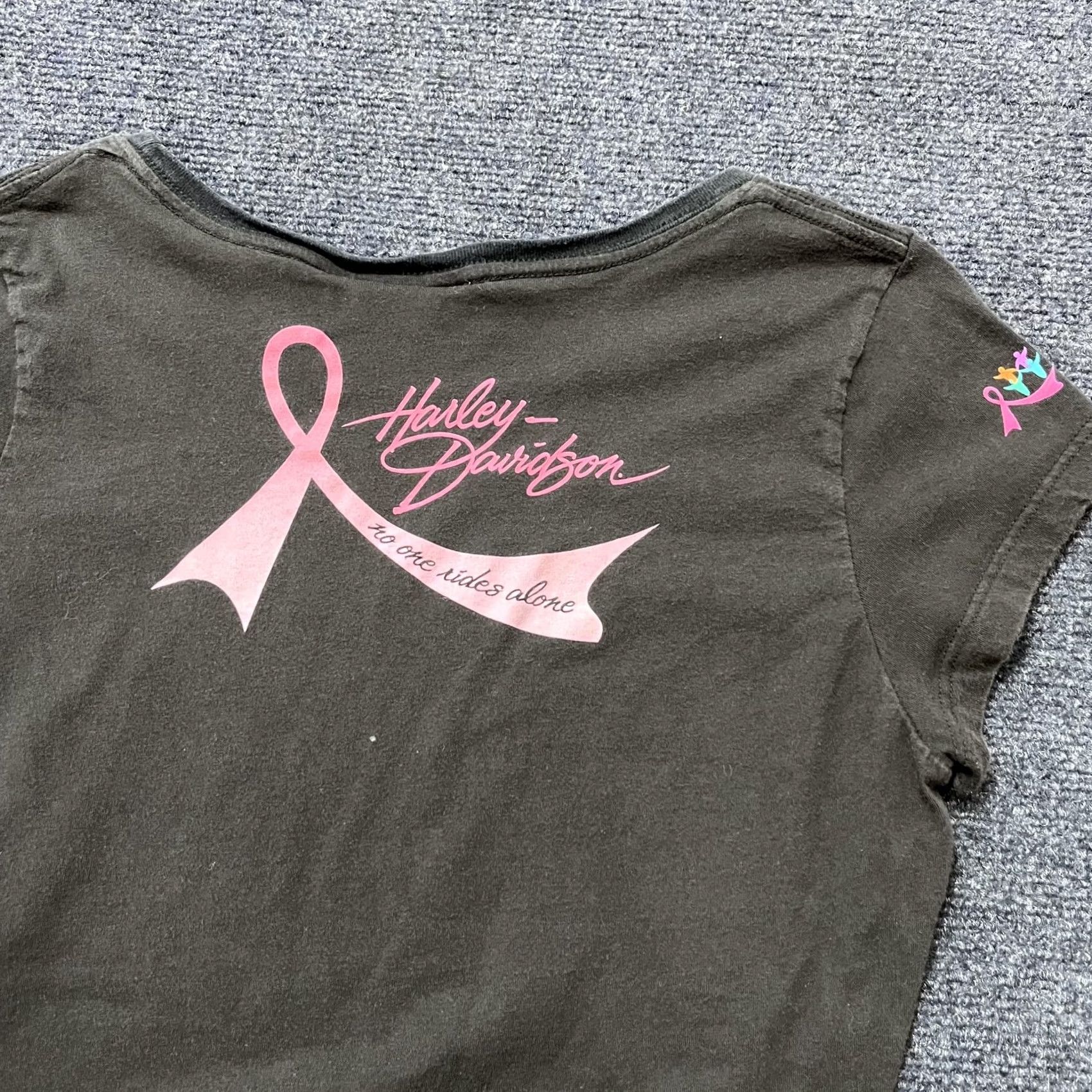 Harley Davidson Harley-Davidson Shirt Womens Large Black Pink Ribbon Breast Cancer Made USA Size L / US 10 / IT 46 - 7 Thumbnail