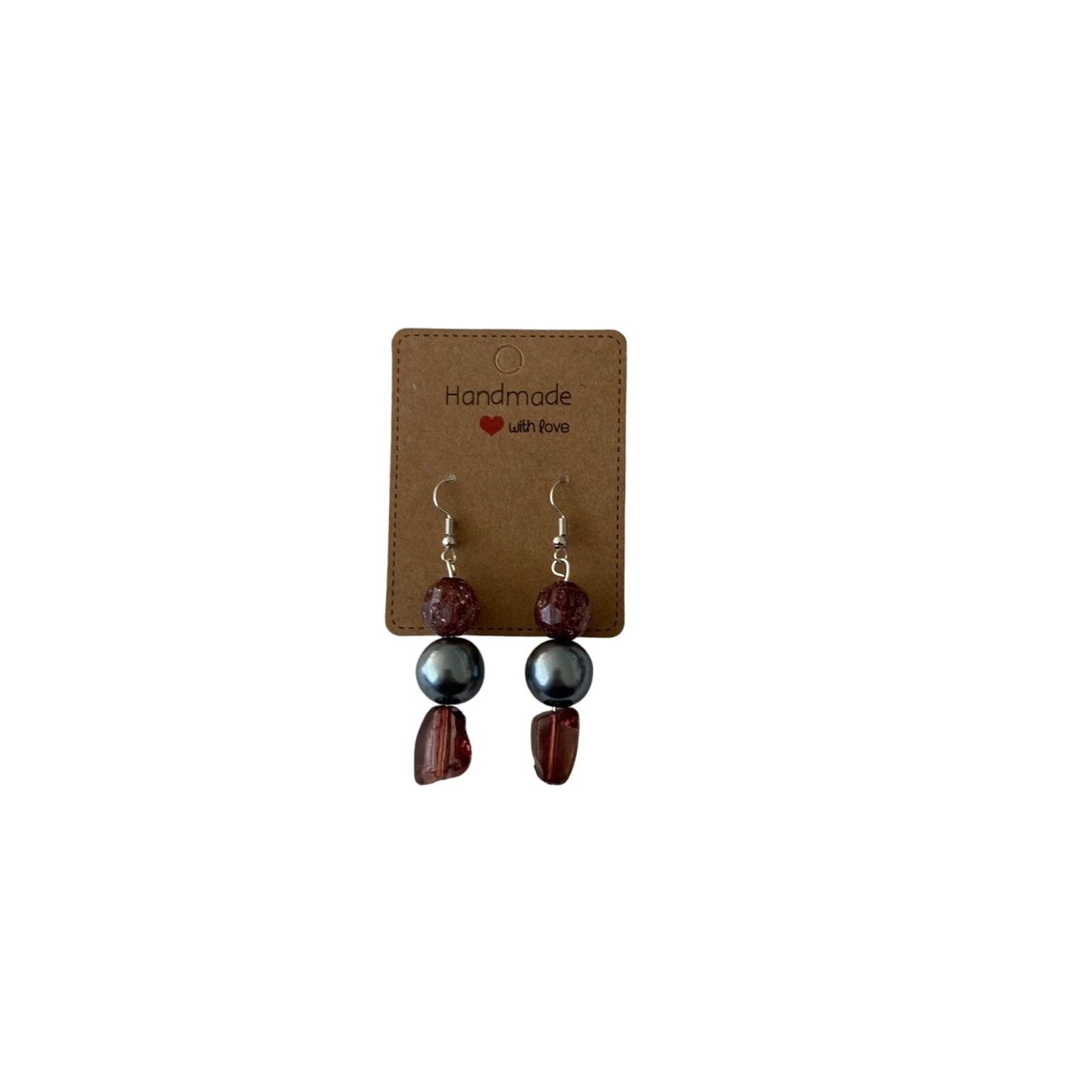 Handmade purple and metallic blue bead earrings Size ONE SIZE - 1 Thumbnail