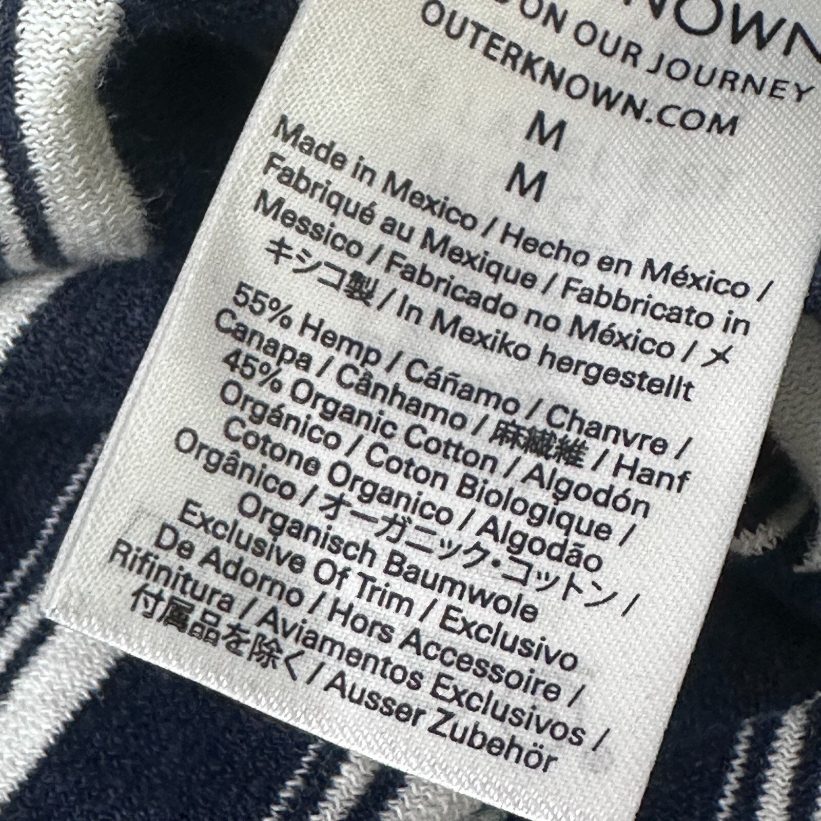 Outerknown Outerknown T-Shirt Men’s Medium Blue White Striped Hemp Size US M / EU 48-50 / 2 - 8 Thumbnail
