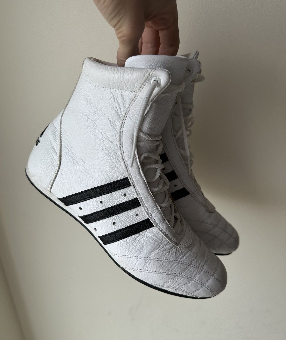 Adidas Prajna Hi (2003) vintage white leather boxing boots