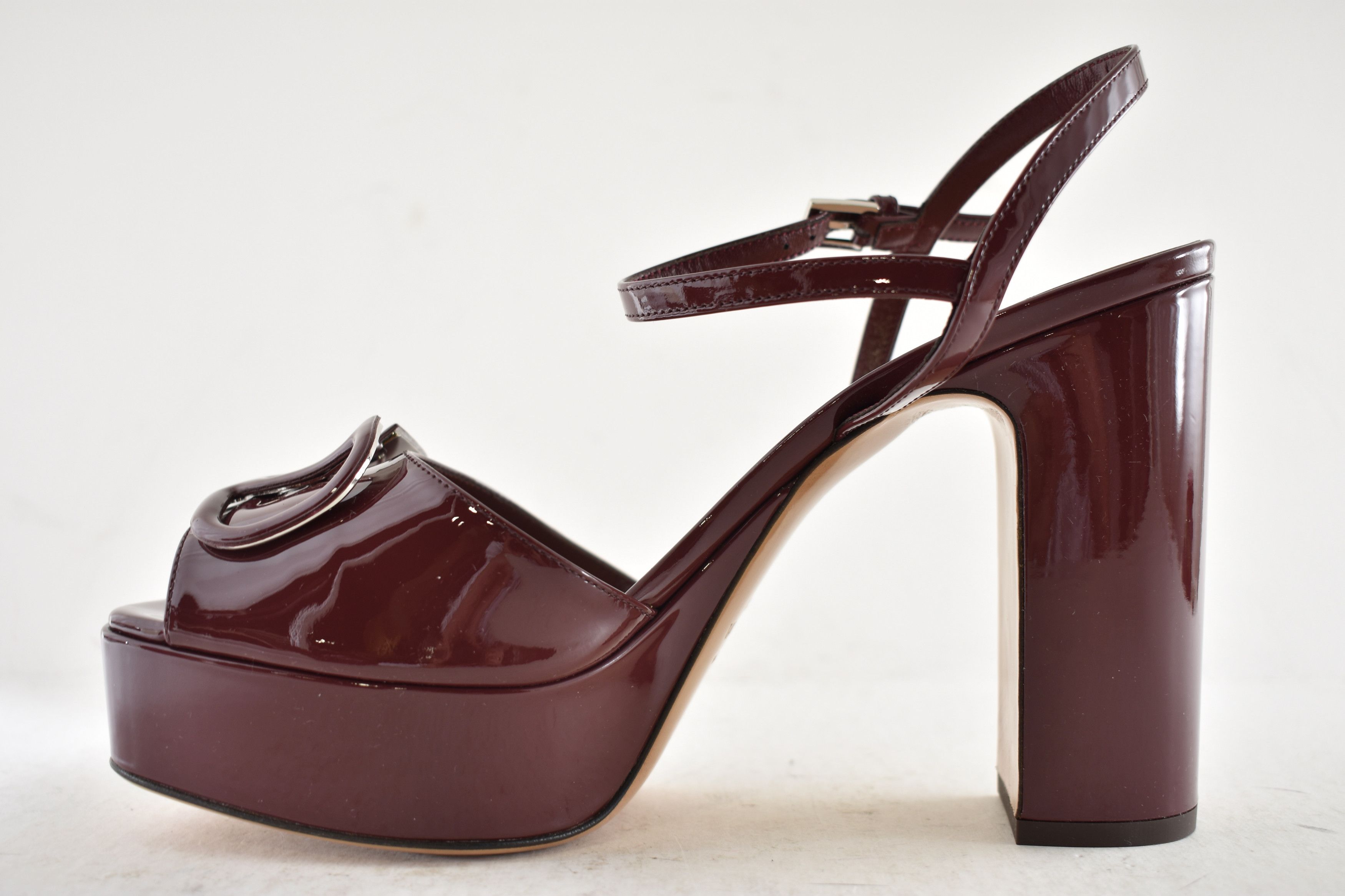 Valentino Valentino VLogo 115mm Burgundy Block Heel Platform Sandal 38 Size US 8 / IT 38 - 14 Thumbnail