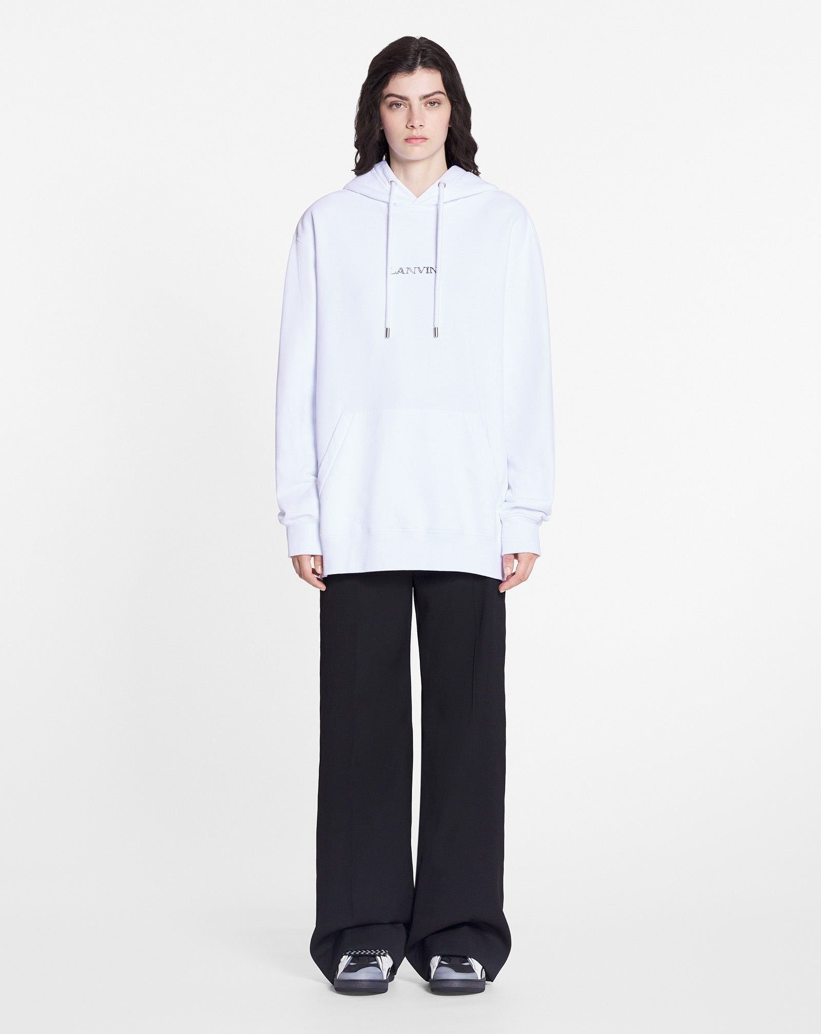 Lanvin o1mle0825 Unisex Loose-Fitting Logo Hoodie in White Size US XXL / EU 58 / 5 - 2 Thumbnail