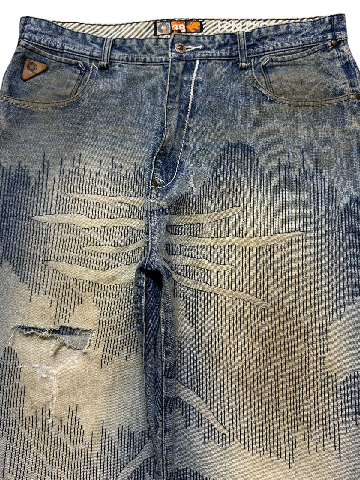 Akademiks Vintage Y2K Akademiks Faded Wash Boro Sashiko Wide Leg Baggy Size US 38 / EU 54 - 3 Thumbnail