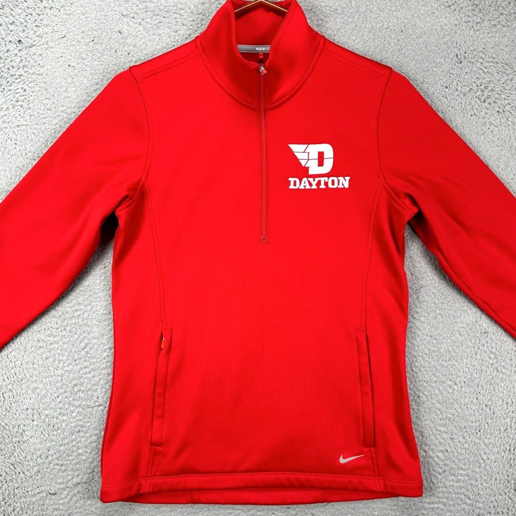 Nike Nike Golf Sweatshirt Shirt Womens Medium Red Logo Quarter Zip Pullover Mock Neck Long Sleeve 100% Polyester Size M / US 6-8 / IT 42-44 - 3 Thumbnail
