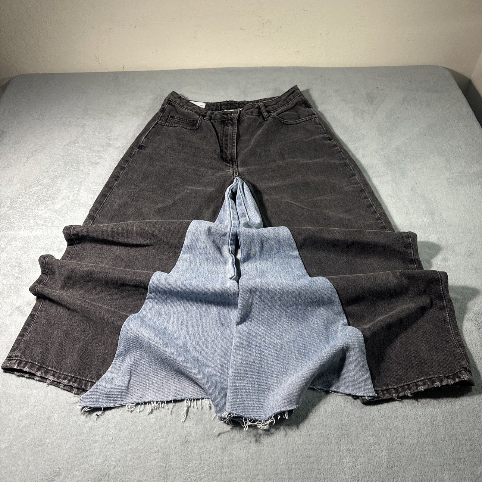Asos Y2K 2000s Custom Beyond Baggy Jeans Womens 28x24 Raw Hems Size 28" / US 6 / IT 42 - 16 Thumbnail