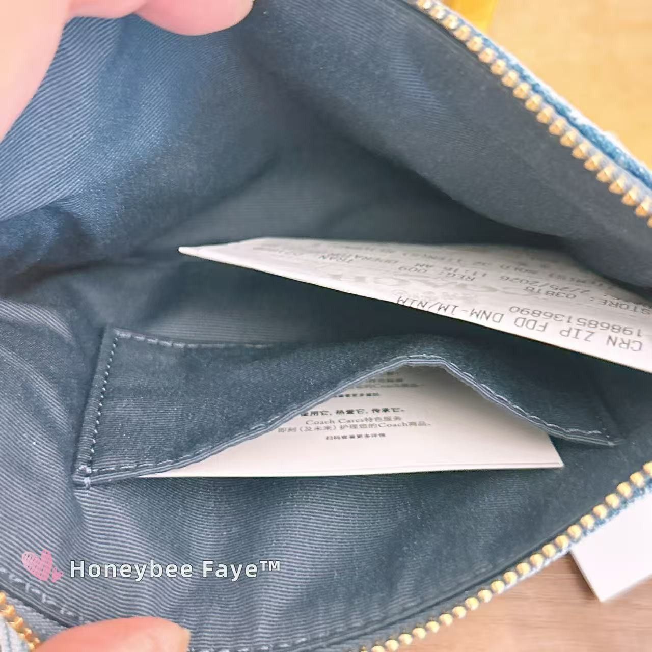 Coach Corner Zip Wristlet In Loved Denim With Charms CEF82 Size ONE SIZE - 6 Thumbnail