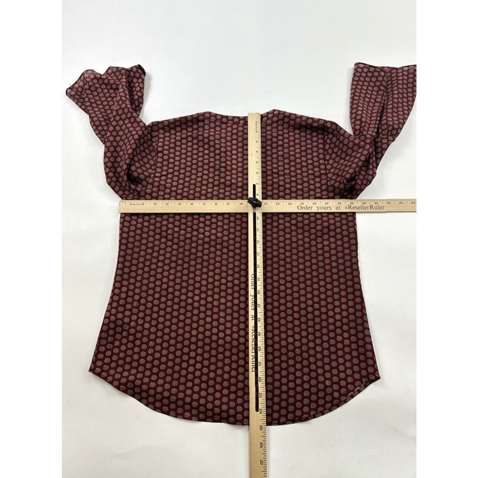 J.Crew VINTAGE J.Crew Blouse Womens Small Red V-Neck Bell Long Sleeve Popover Ladies Size S / US 4 / IT 40 - 6 Thumbnail