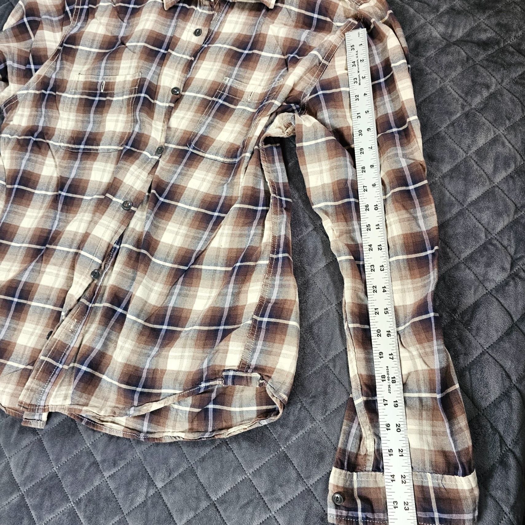 Vintage Brooklyn Calling NYC Button Up Shirt Mens XL Brown White Long Sleeve Plaid Size US XL / EU 56 / 4 - 6 Thumbnail