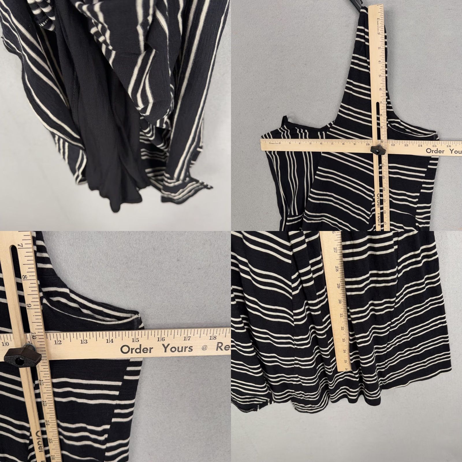 Vintage Maeve Dress Womens Small Black White Stripe One Shoulder A Line Sleeveless Jersey Knit Casual Party/Cocktail Size S / US 4 / IT 40 - 9 Thumbnail