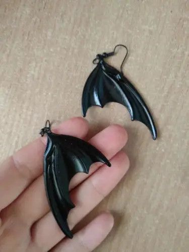 Jewelry Black Bat Wing Earrings Size ONE SIZE - 4 Thumbnail