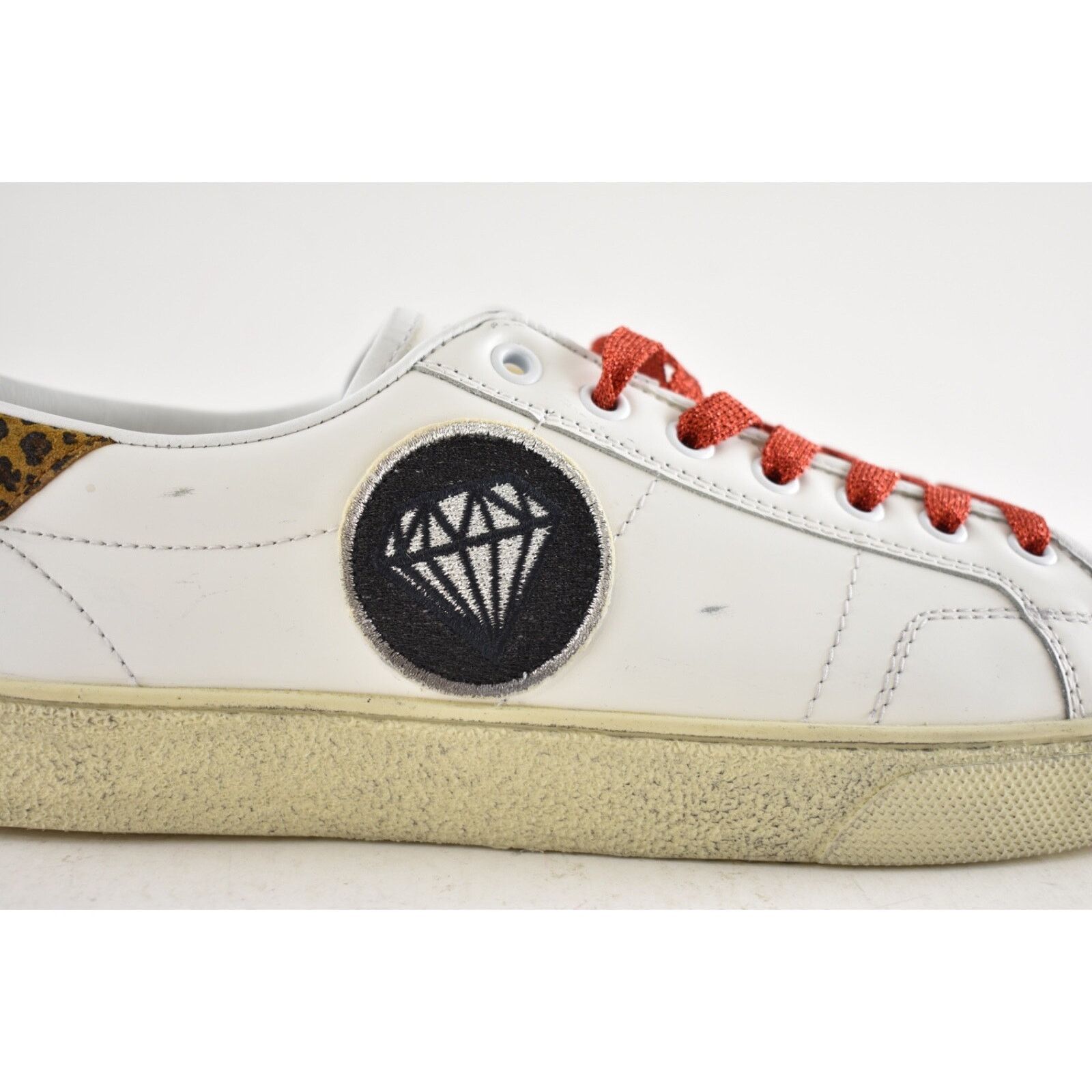 Yves Saint Laurent Saint Laurent Mens SL 37 Court Diamond White Flat Low Top Size US 11 / EU 44 - 4 Thumbnail