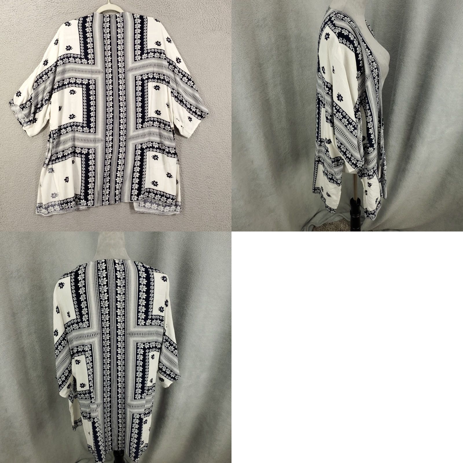 Vintage UMGEE Cardigan Small Medium Black White Floral Design Open Front Flowey Modern Size M / US 6-8 / IT 42-44 - 8 Thumbnail