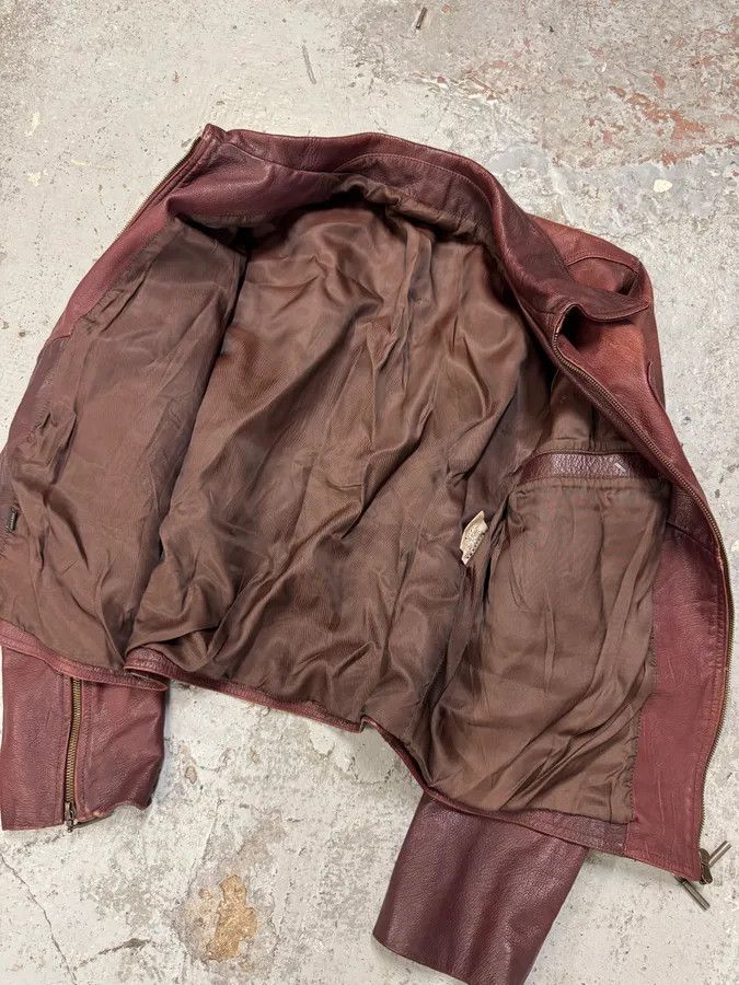 Just Cavalli 2000s Cavalli Fight Club Burgundy Faded Leather Jacket Size US M / EU 48-50 / 2 - 9 Thumbnail