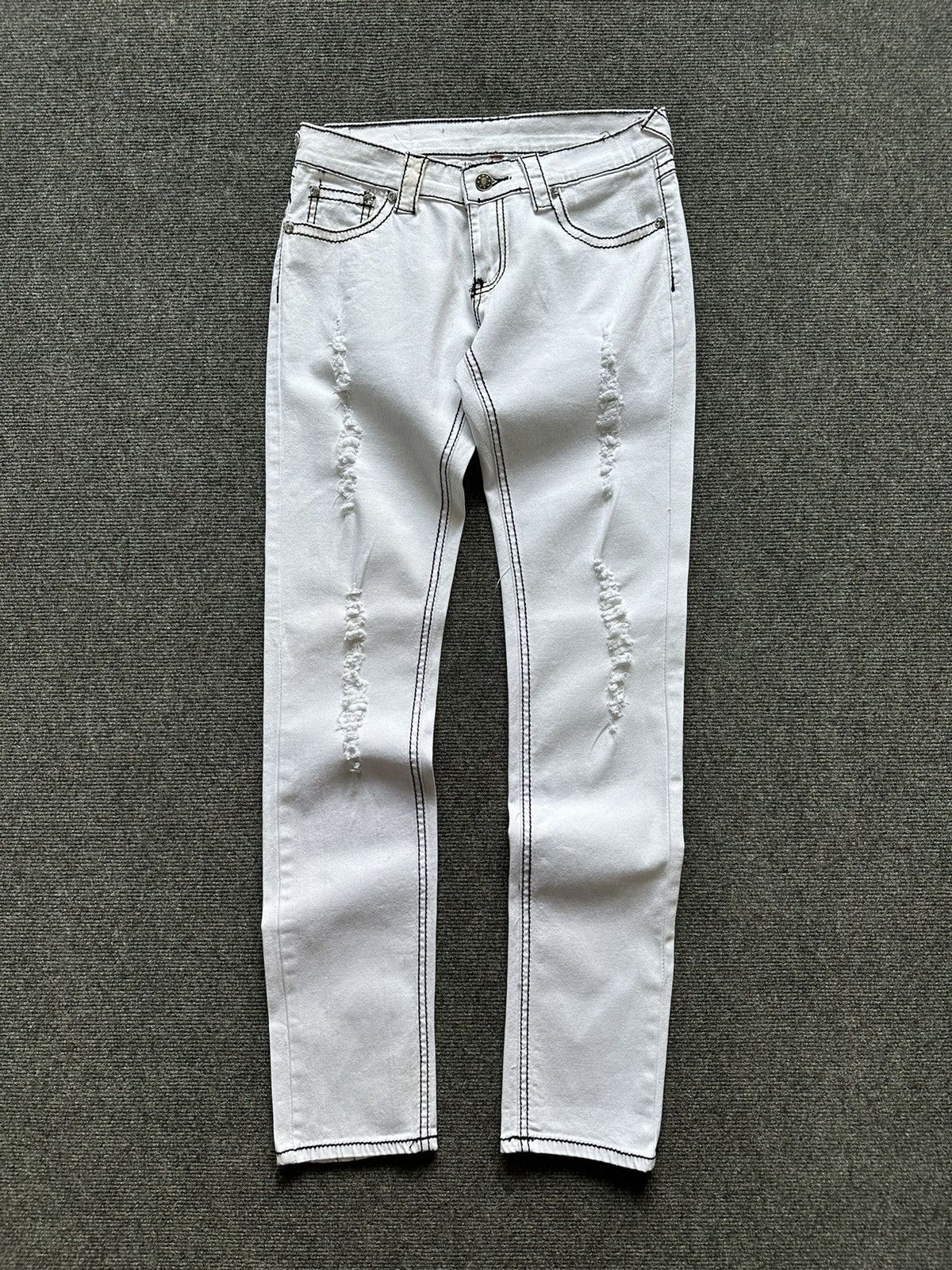 True Religion TRUE RELIGION Disco Julie Big T Distressed Denim Pants Size 34" / US 12 / IT 48 - 2 Thumbnail