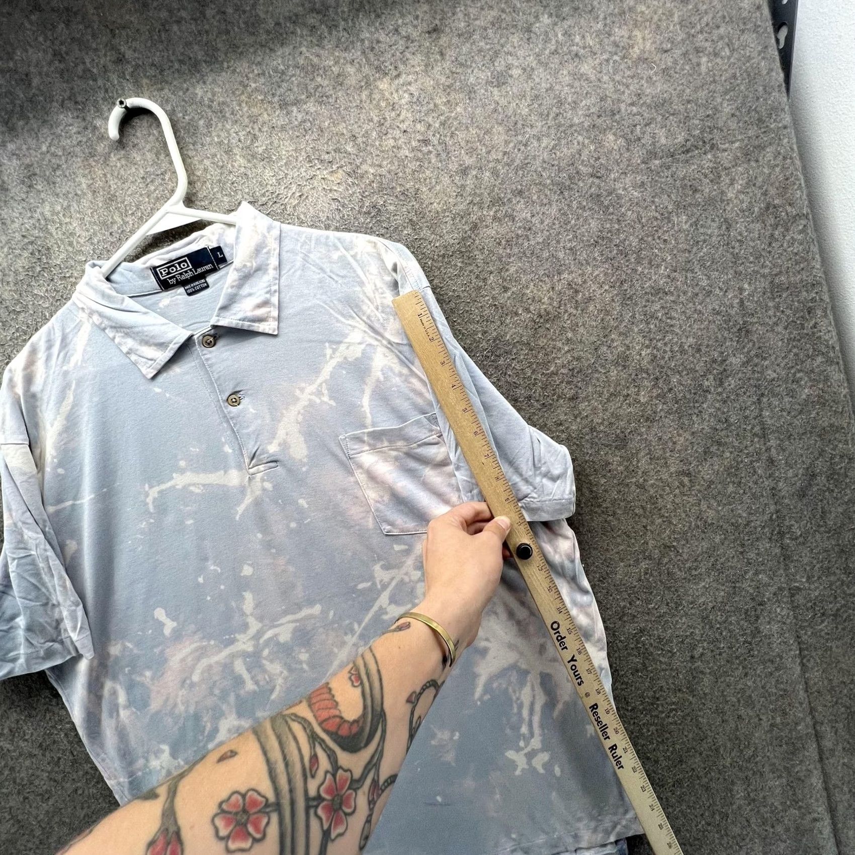 Polo Ralph Lauren VINTAGE Polo Ralph Lauren Polo Shirt Mens L Blue Bleach Dye Short Sleeve Size US L / EU 52-54 / 3 - 4 Thumbnail
