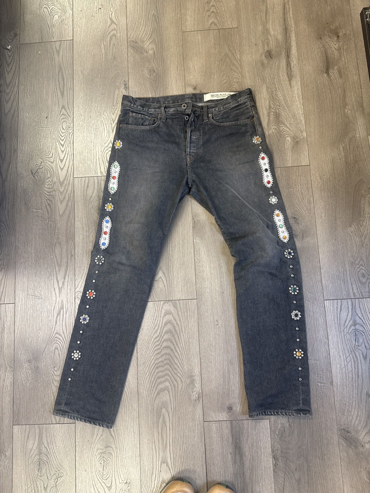 KAPITAL GEMSTONE BLACK DENIM PANTS - 32