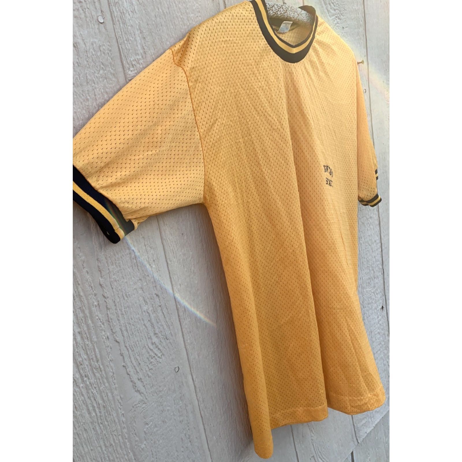 Champion VINTAGE Champion Oswego State Nylon Ringer Tee Graphic T Shirt Jersey Blue Bar L Shirt Men Yellow 1970s Women? Size US L / EU 52-54 / 3 - 4 Thumbnail