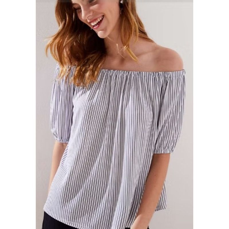 Loft LOFT Zig Zag Striped Off The Shoulder Top Womens XSP Size XS / US 0-2 / IT 36-38 - 6 Thumbnail