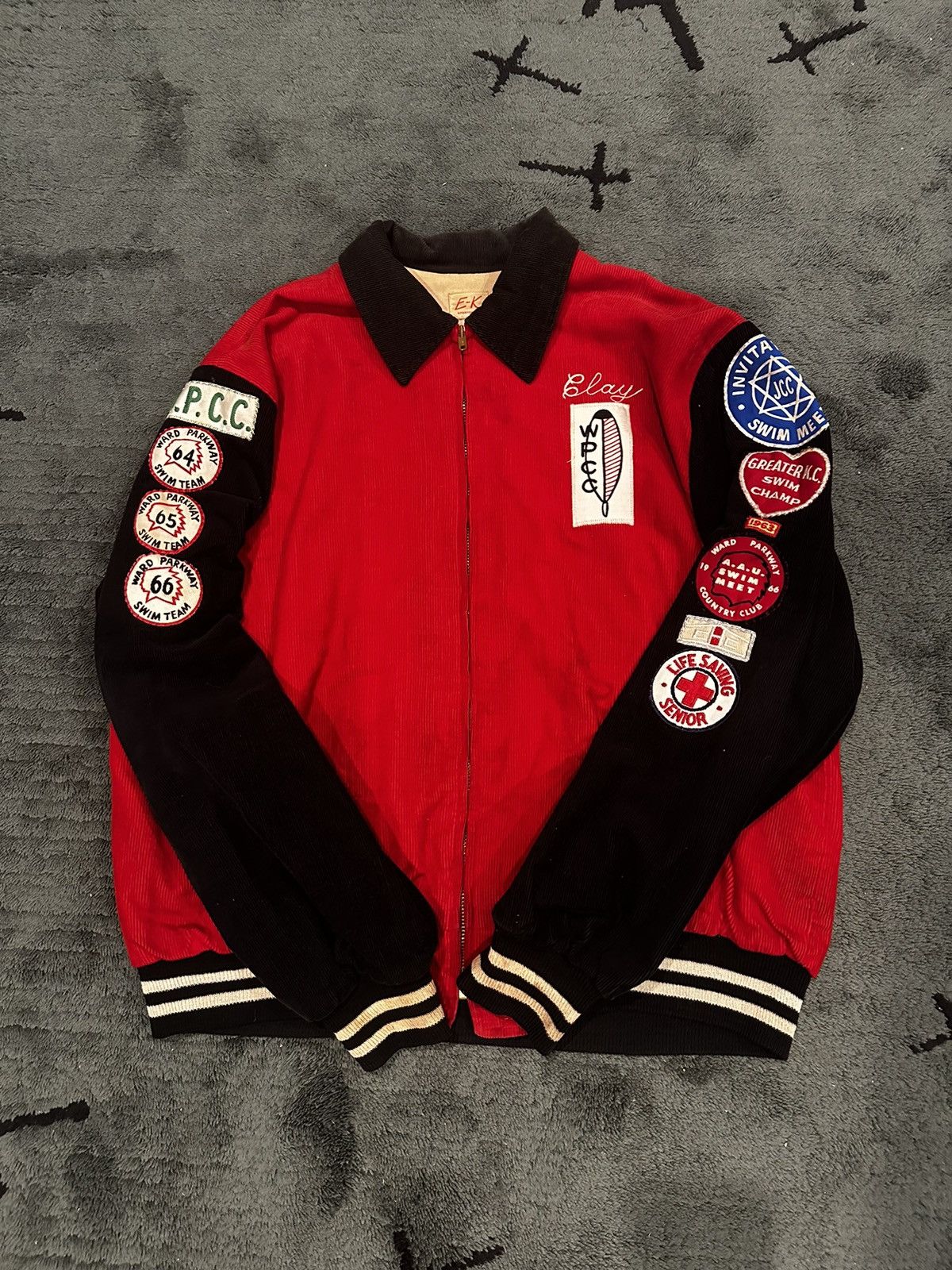 Vintage Crazy Vintage 1960’s Patched Swim Team Varsity Jacket Size US L / EU 52-54 / 3 - 1 Thumbnail