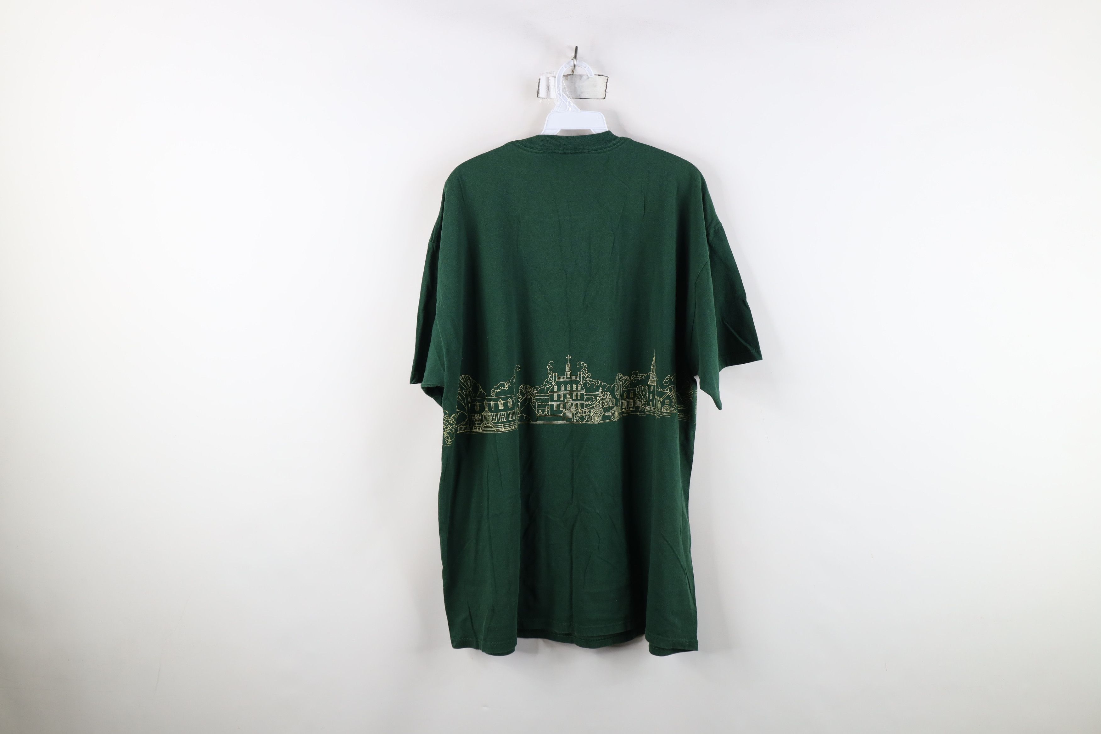 Vintage Vintage 90s Spell Colonial Williamsburg T-Shirt Green USA Size US XXL / EU 58 / 5 - 14 Thumbnail