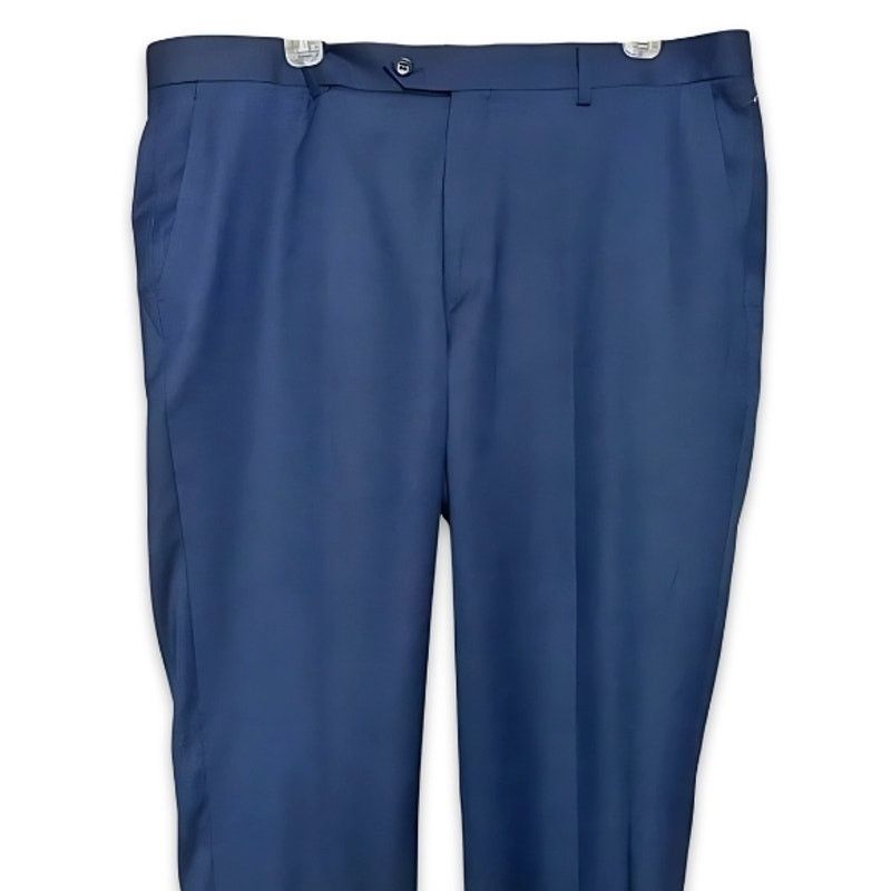 Other ZNT18 Trouser Dress Pants Sleek Flat Front Blue 39X33 Size US 39 - 2 Thumbnail