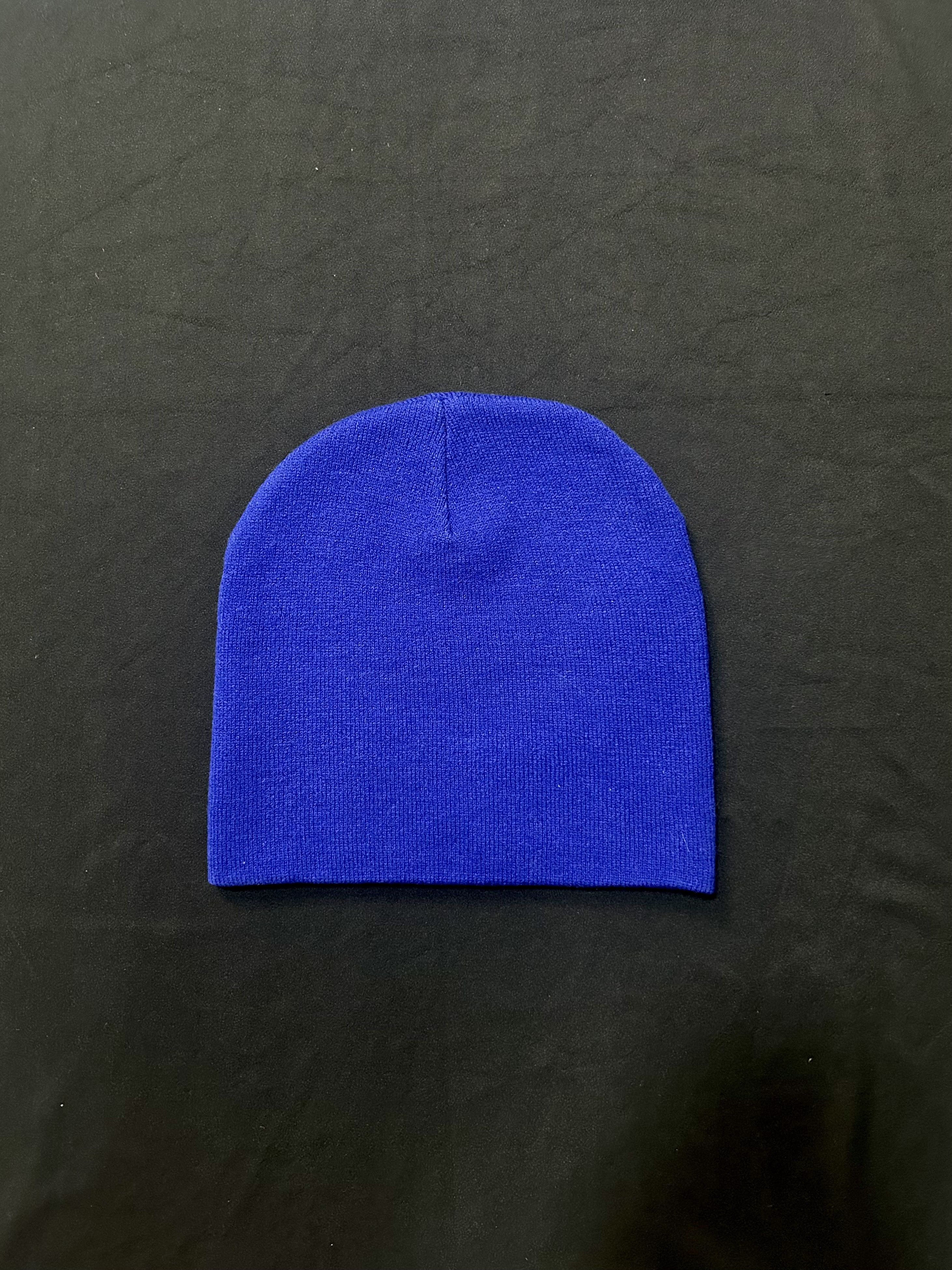 Japanese Brand Rare 3 Star Graphic No Cuff Knit Cap Beanie Blue Hat OS Size ONE SIZE - 4 Thumbnail