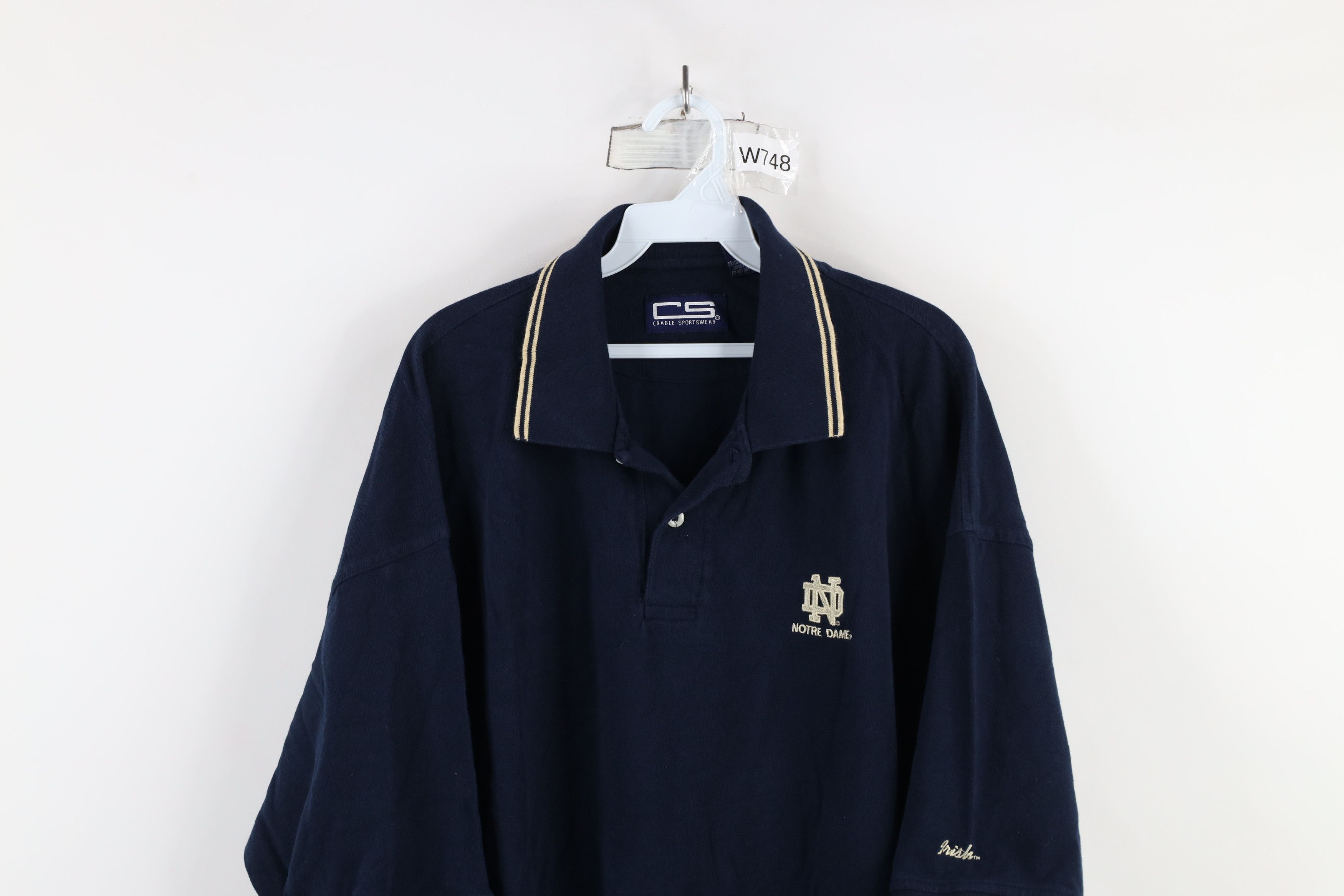 Vintage Vintage 90s Faded Notre Dame University Polo Shirt Blue Size US XXL / EU 58 / 5 - 2 Thumbnail