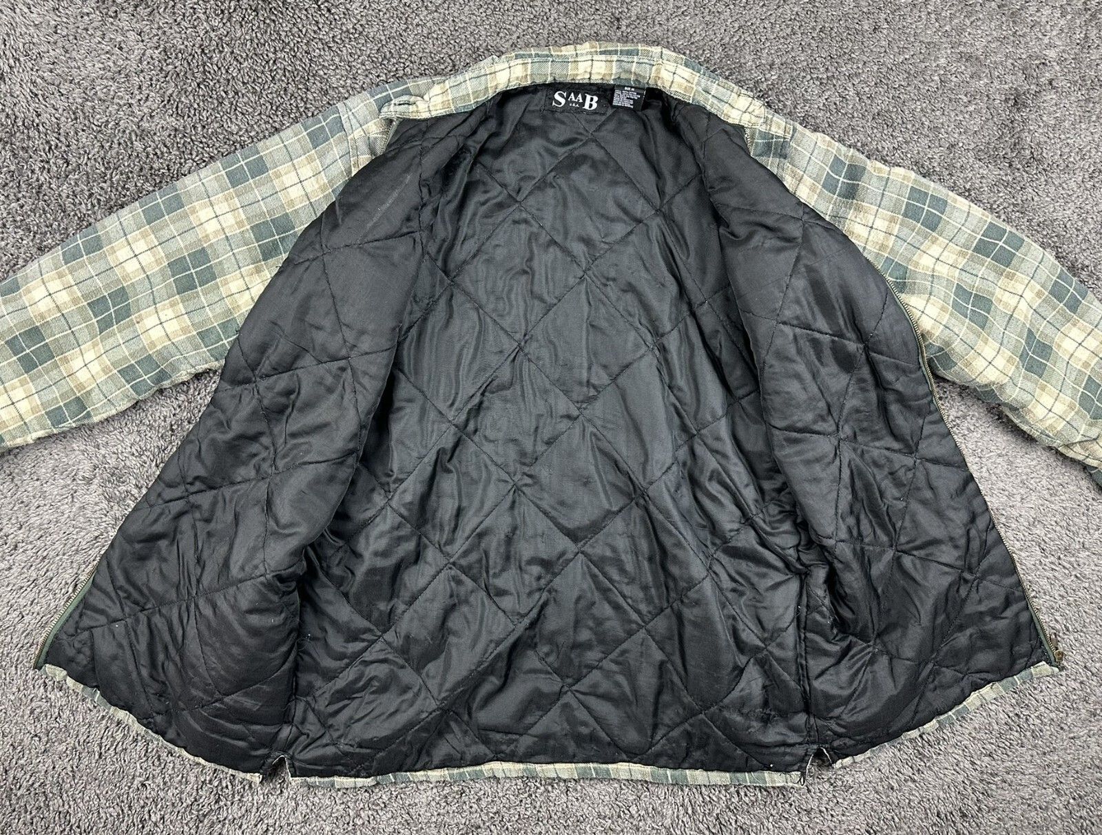 Boris Bidjan Saberi Vintage 90s SAAB USA M Green Plaid Quilted Flannel Jacket Size US M / EU 48-50 / 2 - 7 Thumbnail