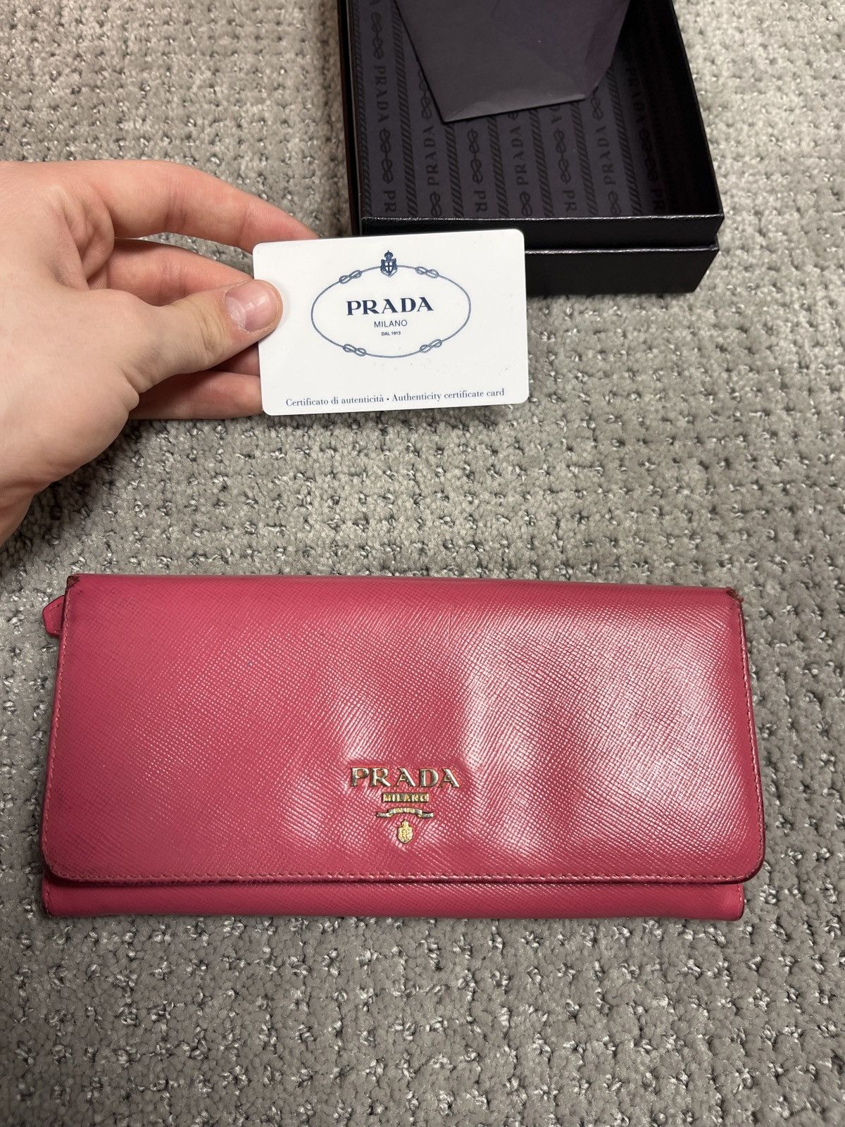Prada Prada Pink Saffiano Leather Long Bifold Wallet Size ONE SIZE - 2 Thumbnail