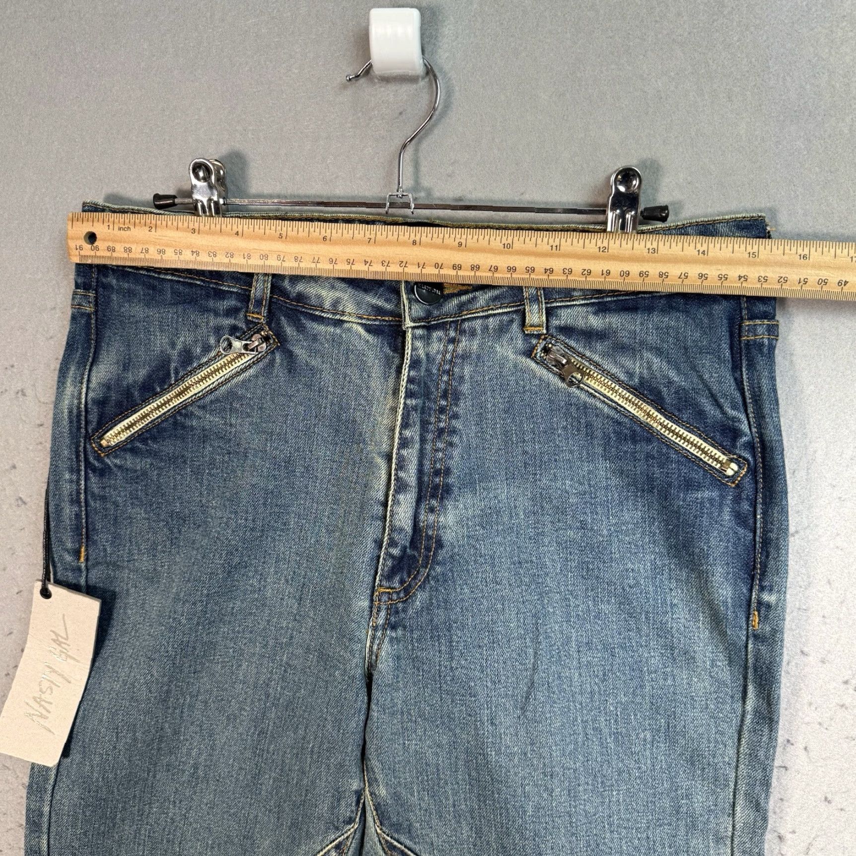 Denime Navy Nasty Gal Denim The Wayside Moto Jeans Slim Fit Size 27 Women’s 27x31 Blue Casual City Modern 90s Womens Size 27" / US 4 / IT 40 - 2 Thumbnail