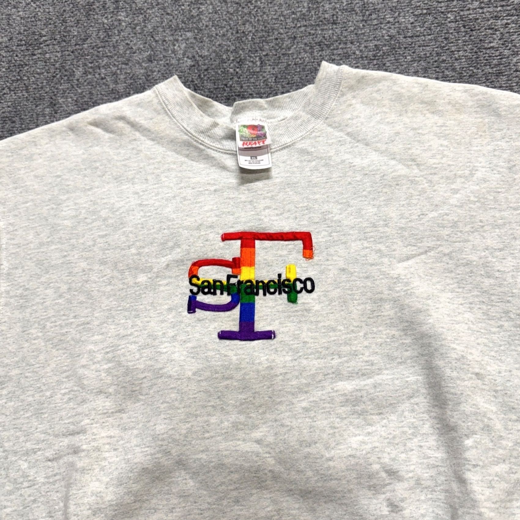 Fruit Of The Loom VINTAGE Fruit of the Loom Sweatshirt Mens XL Pullover Gray Embroidered Cotton Sweatshirt Boy? Size US XL / EU 56 / 4 - 7 Thumbnail