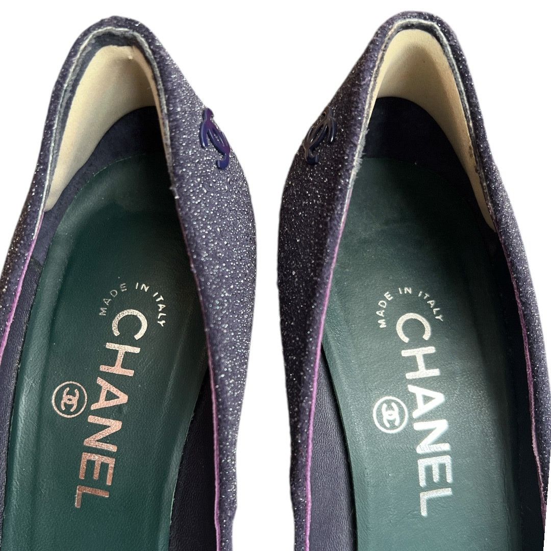 Chanel CHANEL Purple/Green Interlocking CC Logo Pumps, US8.5/IT38.5 Size US 8.5 / IT 38.5 - 14 Thumbnail