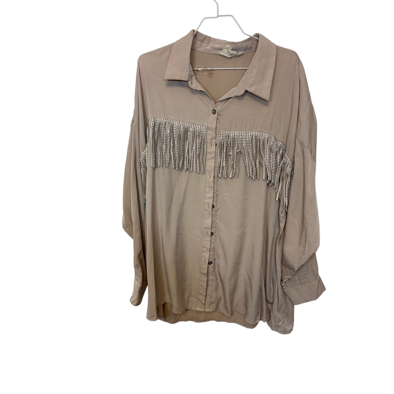 Other Savanna Jane 1x Top Tan Rhinestone Tassels Western Size XL / US 12-14 / IT 48-50 - 1 Thumbnail