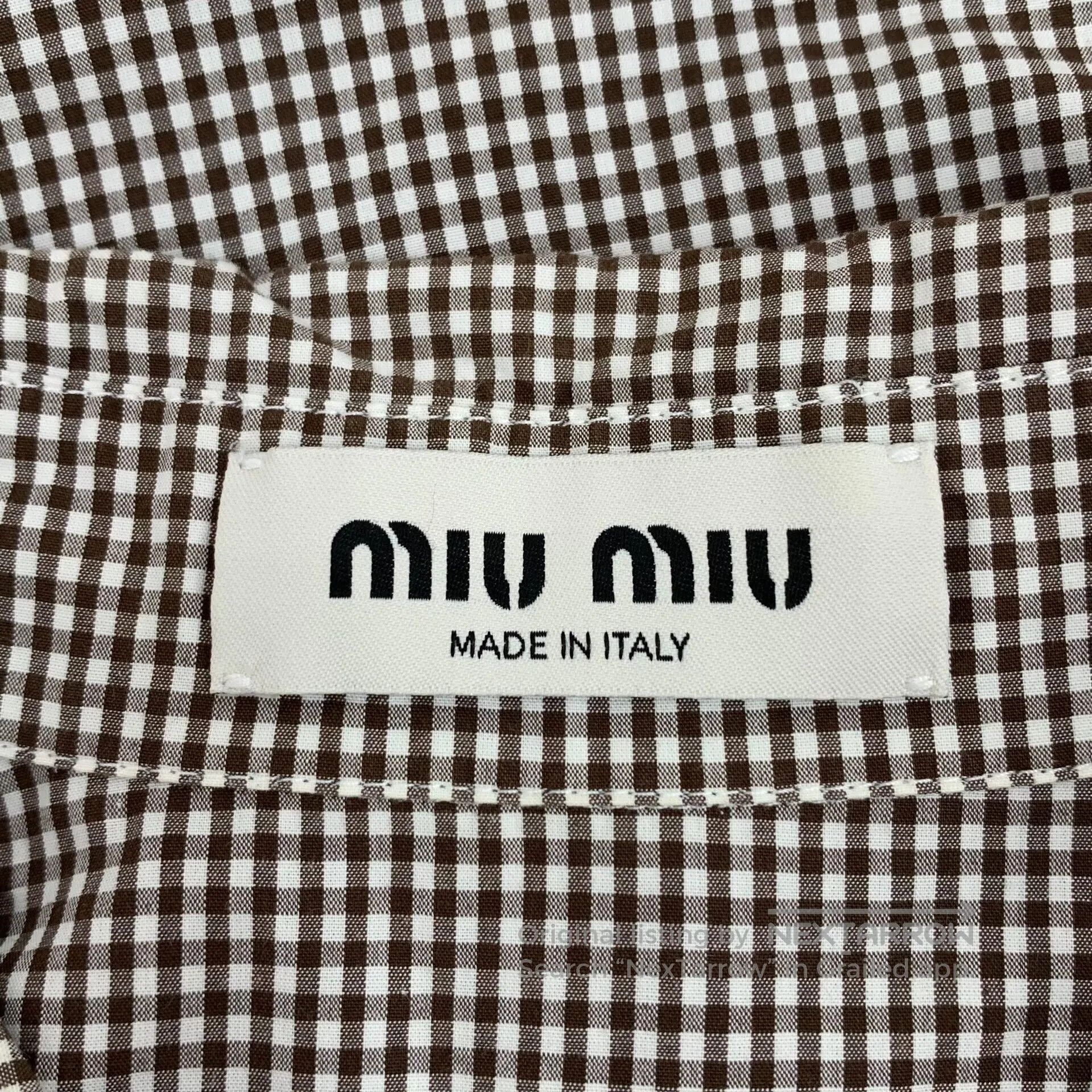 Miu Miu Miu Miu Caramel checkered logo letter embroidery cotton la Size S / US 4 / IT 40 - 6 Thumbnail