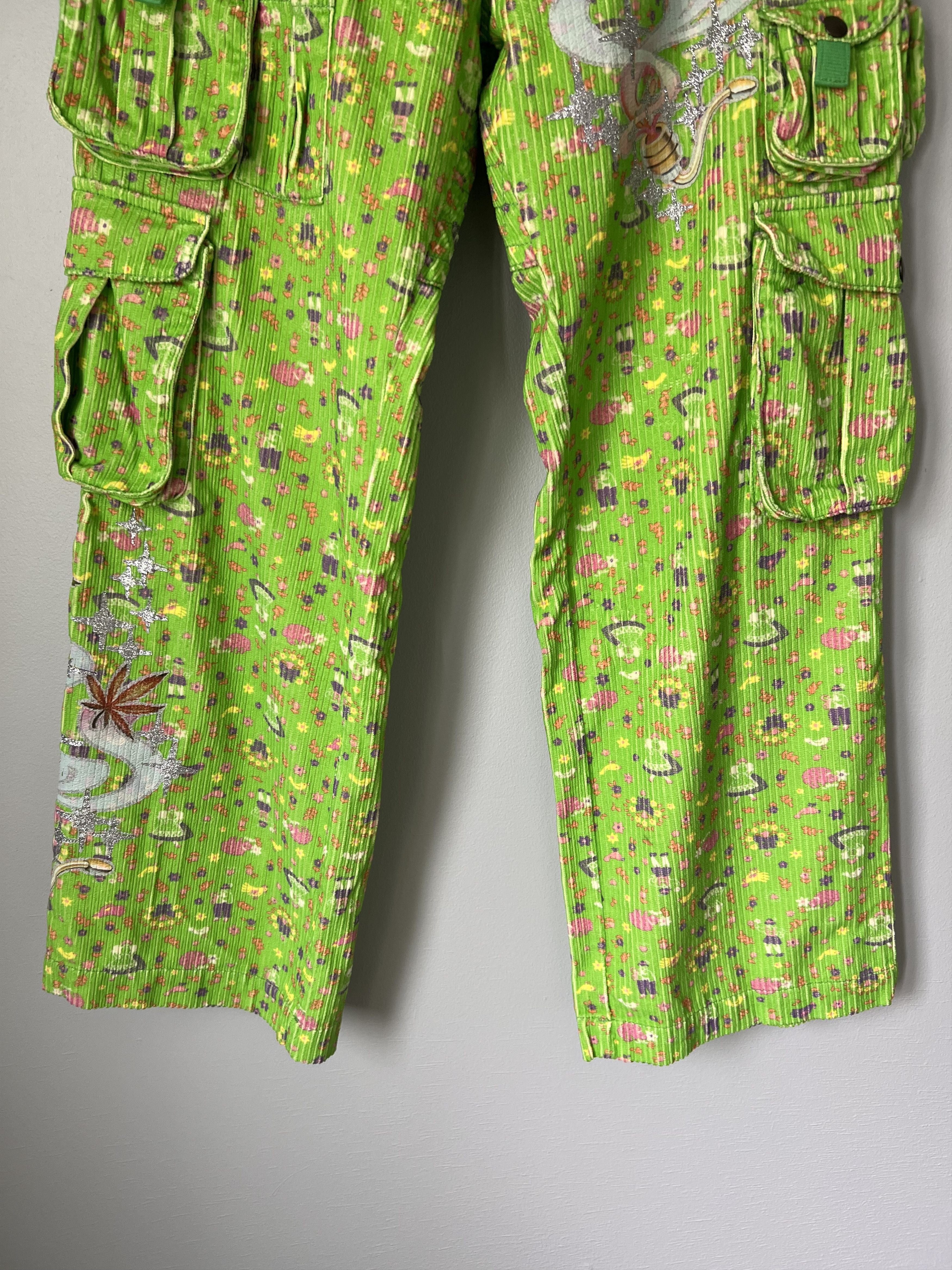 ERL ERL Printed Corduroy Cargo Pants in Green Size US 34 / EU 50 - 3 Thumbnail