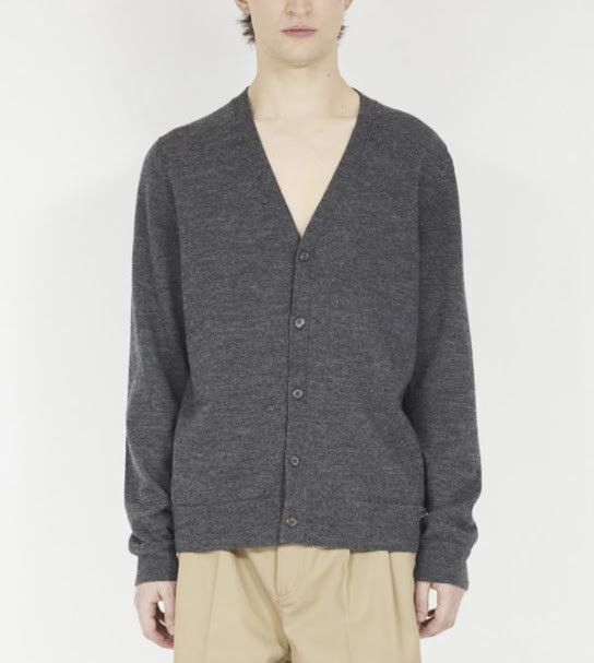 o1w1db11225 Elbow Patch Cardigan in Grey