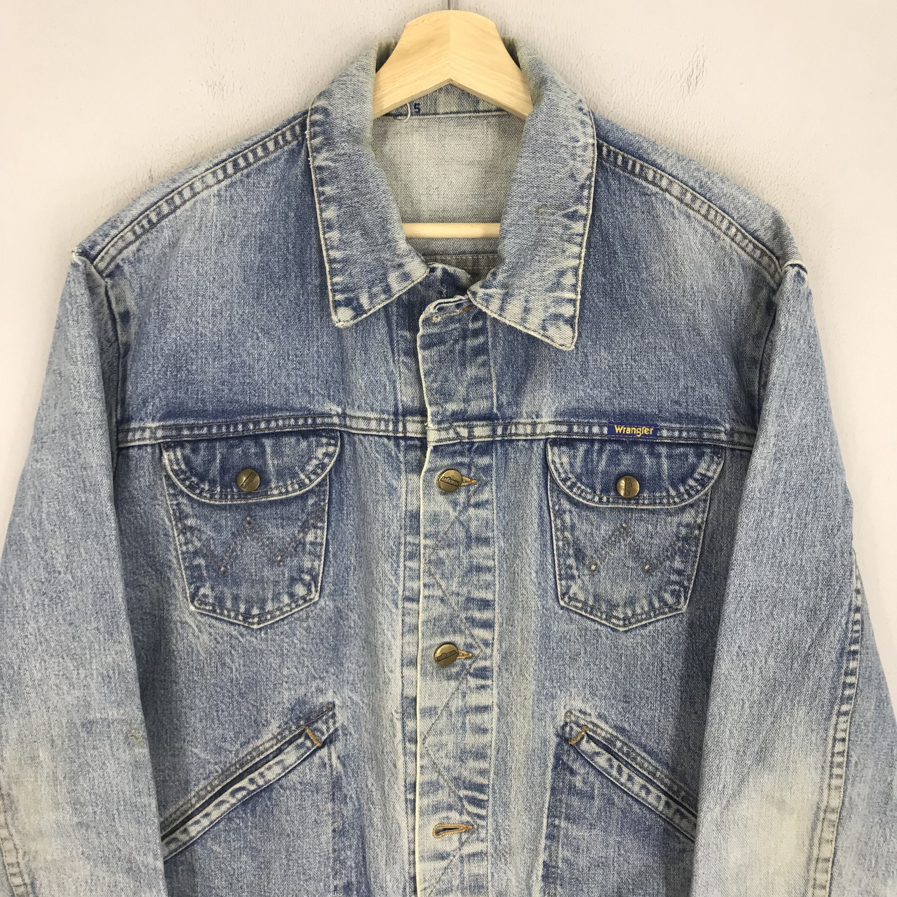 Vintage × Wrangler Vintage 90s Wrangler Stone Wash Denim Jeans Trucker Jacket Size US M / EU 48-50 / 2 - 3 Thumbnail