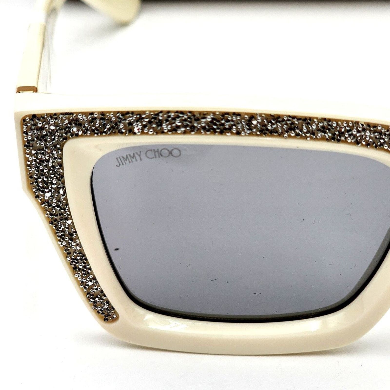 Jimmy Choo Jimmy Choo 51MM Embellished White/Ivory Rectangle Sunglasses Size ONE SIZE - 3 Thumbnail