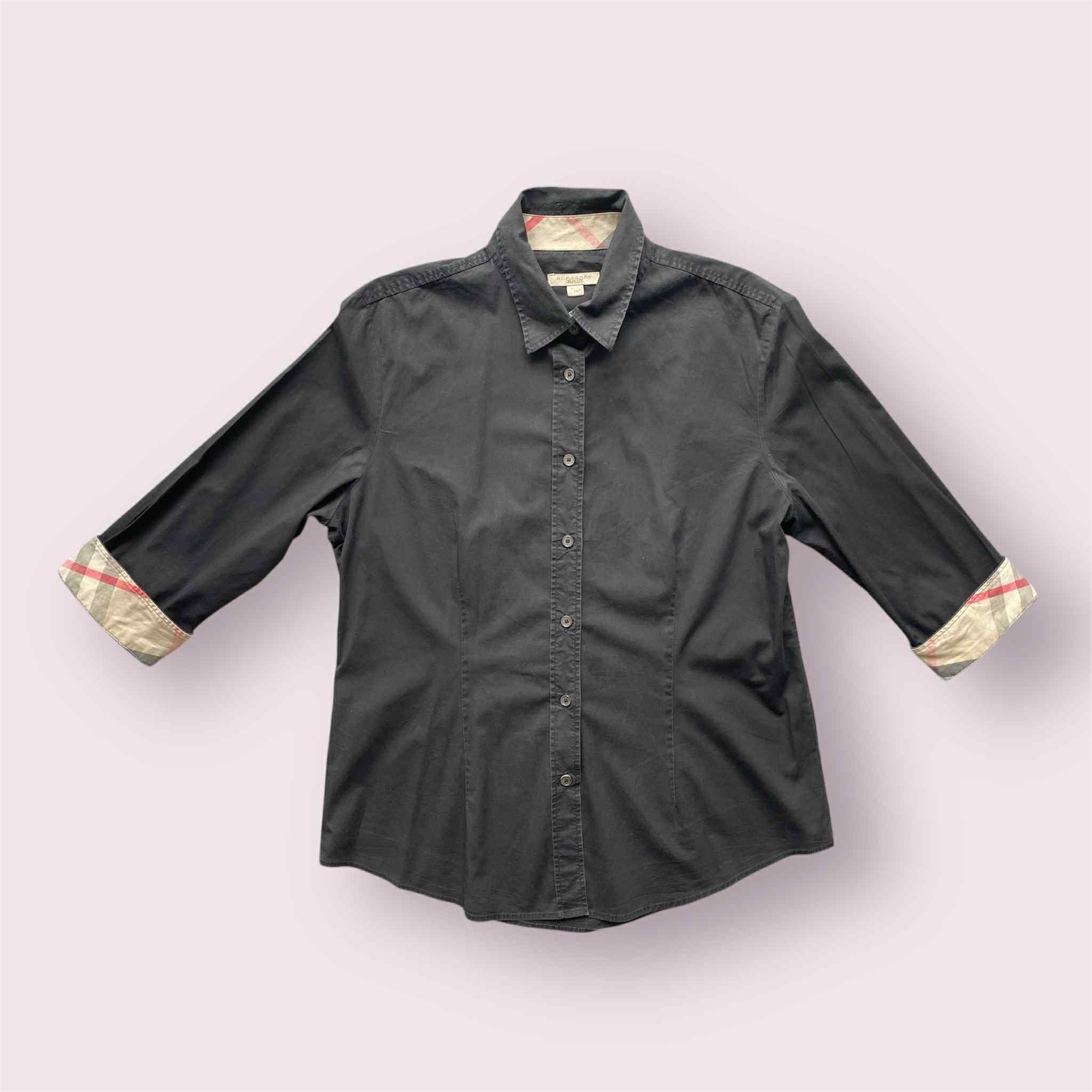 Burberry Burberry Brit Black Button Up Shirt Nova Check 3/4 Sleeve Size L / US 10 / IT 46 - 2 Thumbnail