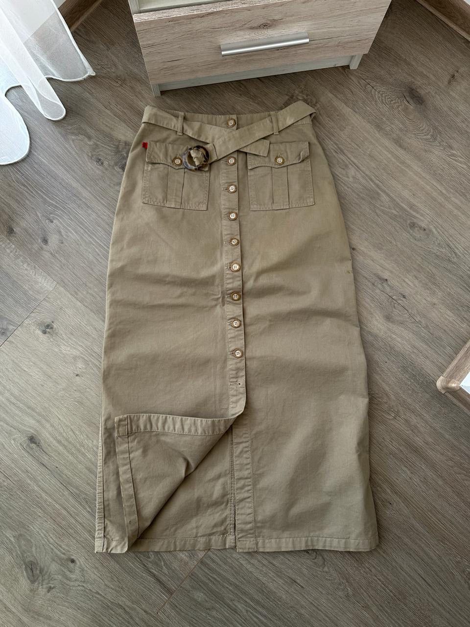 Japanese Brand × Vintage Vintage Bruna Beige Below The Knee Button Skirt Size 30" / US 8 / IT 44 - 2 Thumbnail