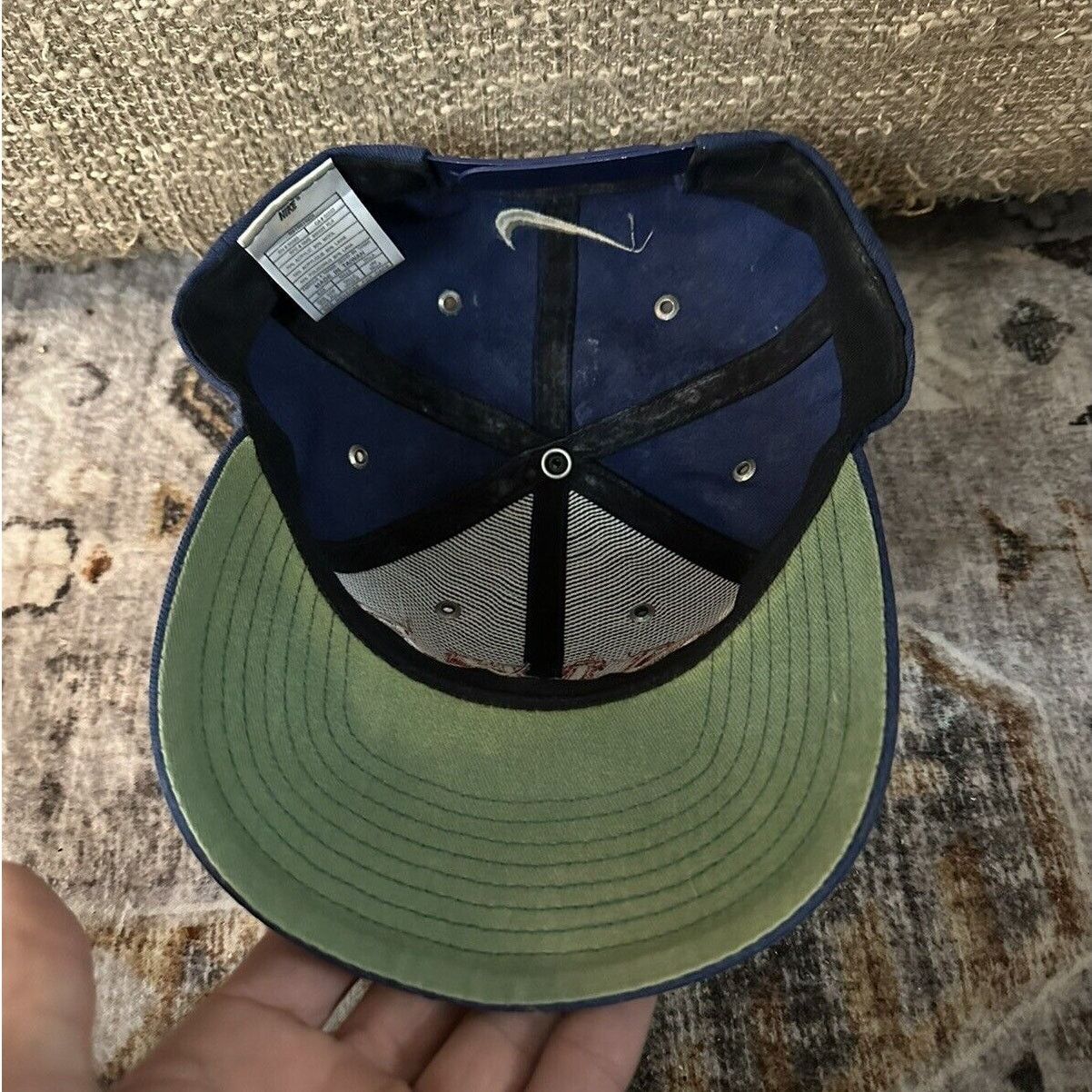 Nike × Vintage VTG Nike Embroidered Spell Out Snapback Cap Navy Orange Size ONE SIZE - 3 Thumbnail