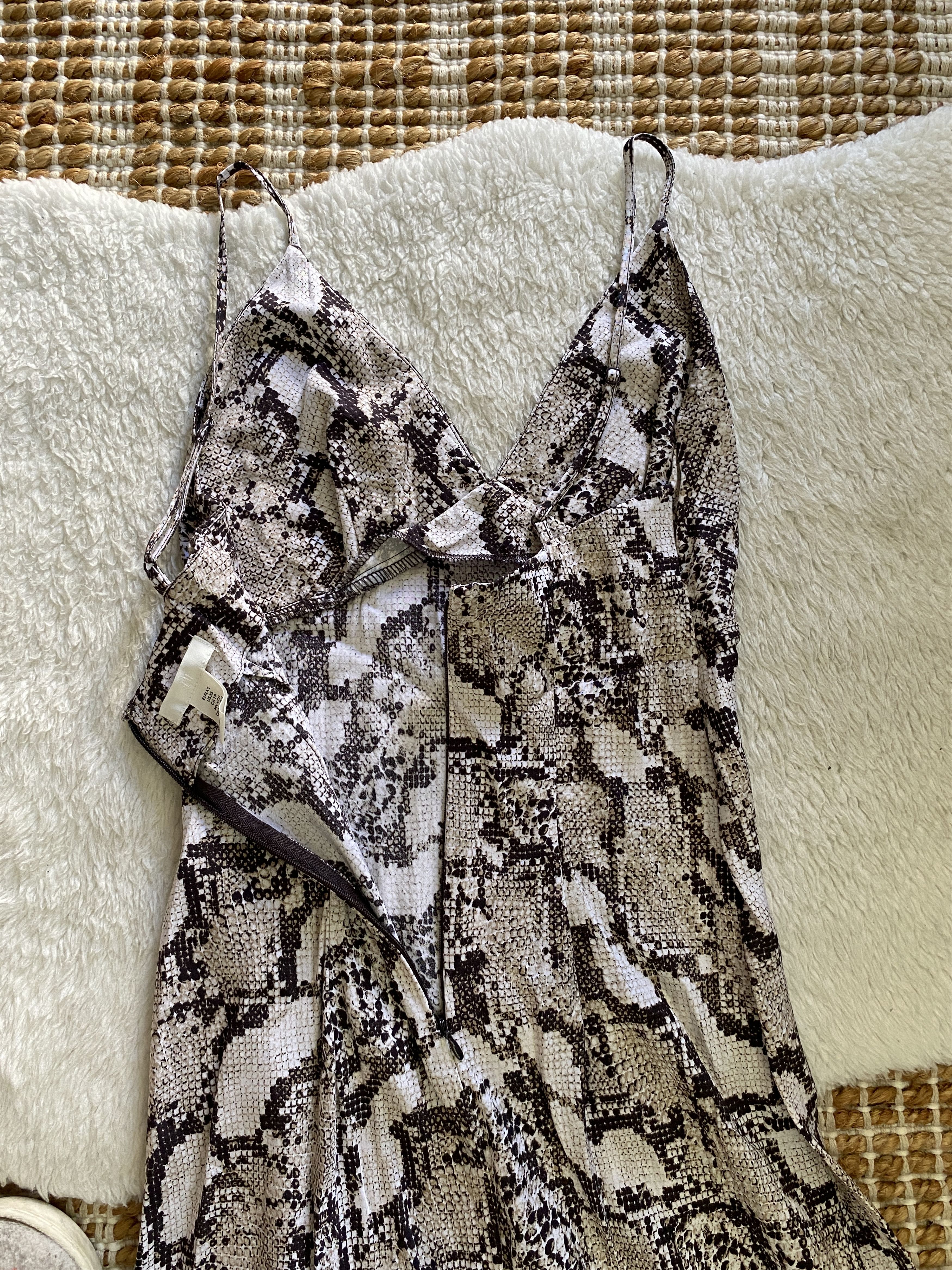 H&M Grunge Beige Snakeskin-Patterned Slip Dress Size XS / US 0-2 / IT 36-38 - 3 Thumbnail