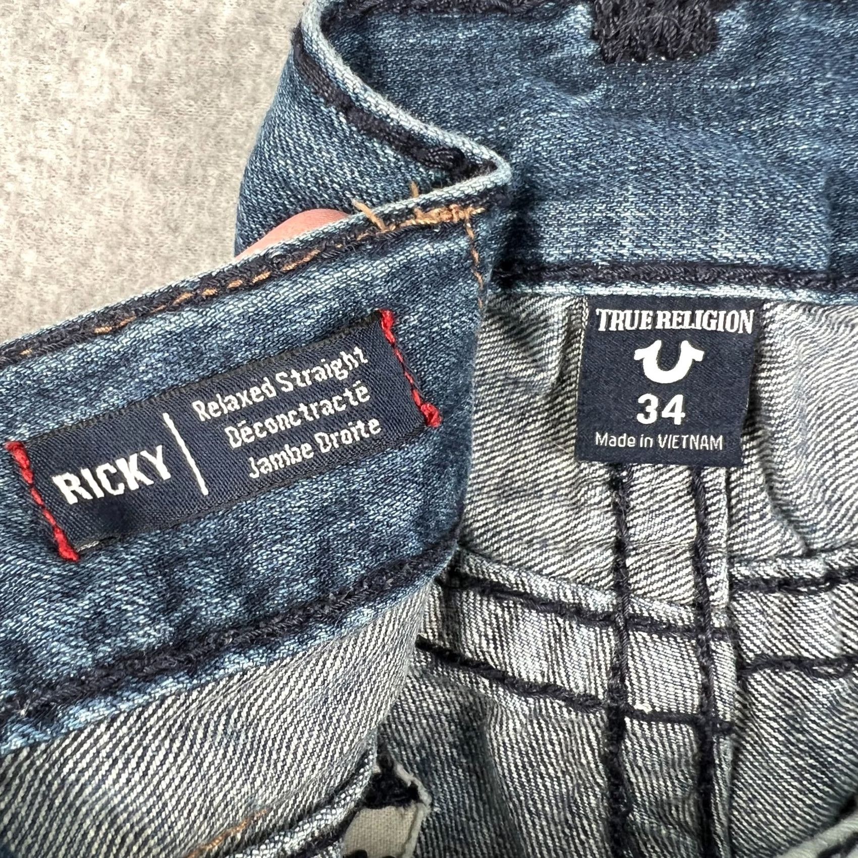 True Religion True Religion Ricky Super T Jeans Mens Relaxed Straight Blue 34x33 Pants Size US 34 / EU 50 - 3 Thumbnail