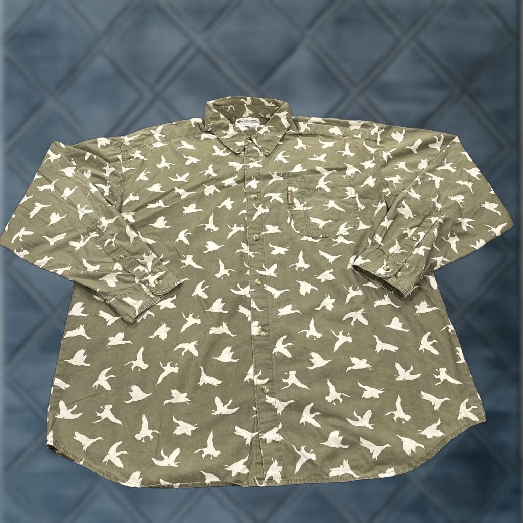 Vintage Columbia Shirt Mens 2XL Green Bird Print Long Sleeve Button-Down Casual Cotton Size US XXL / EU 58 / 5 - 1 Thumbnail