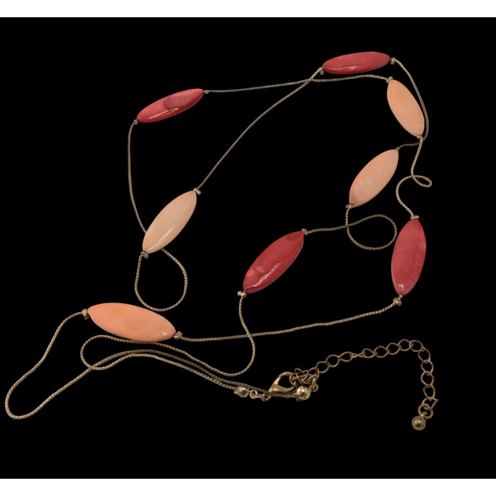 Other Vintage Mother Of Pearl Pink Dyed Station Necklace On Gold T Size ONE SIZE - 2 Thumbnail