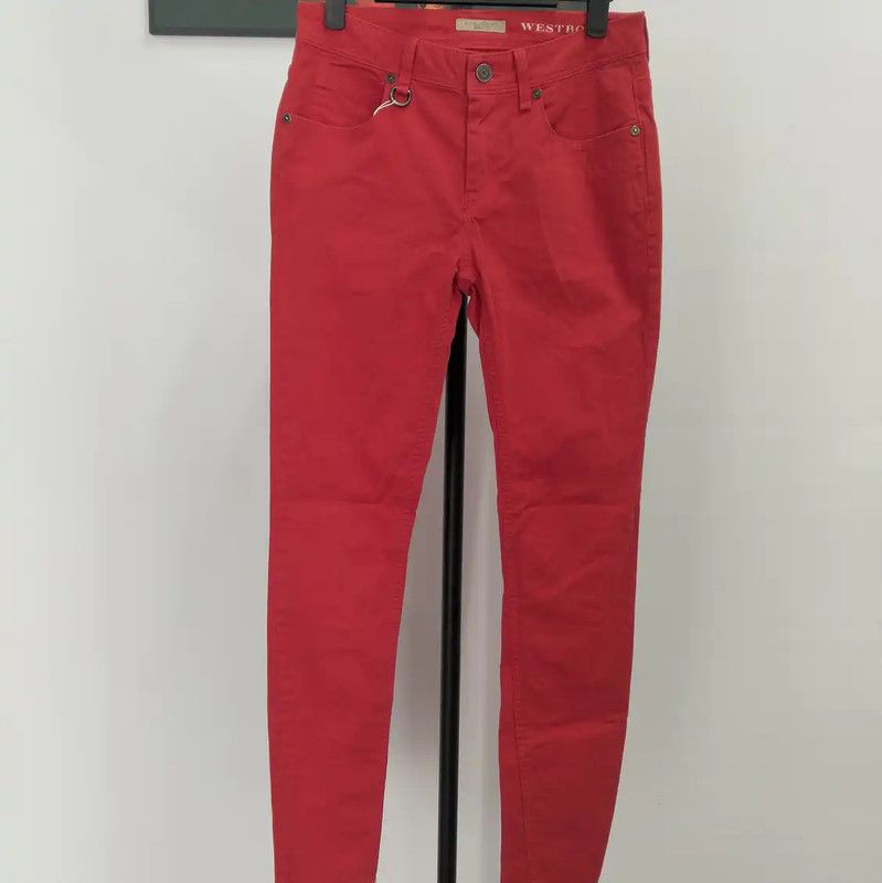 Burberry Red Cotton Casual Trousers for Women
