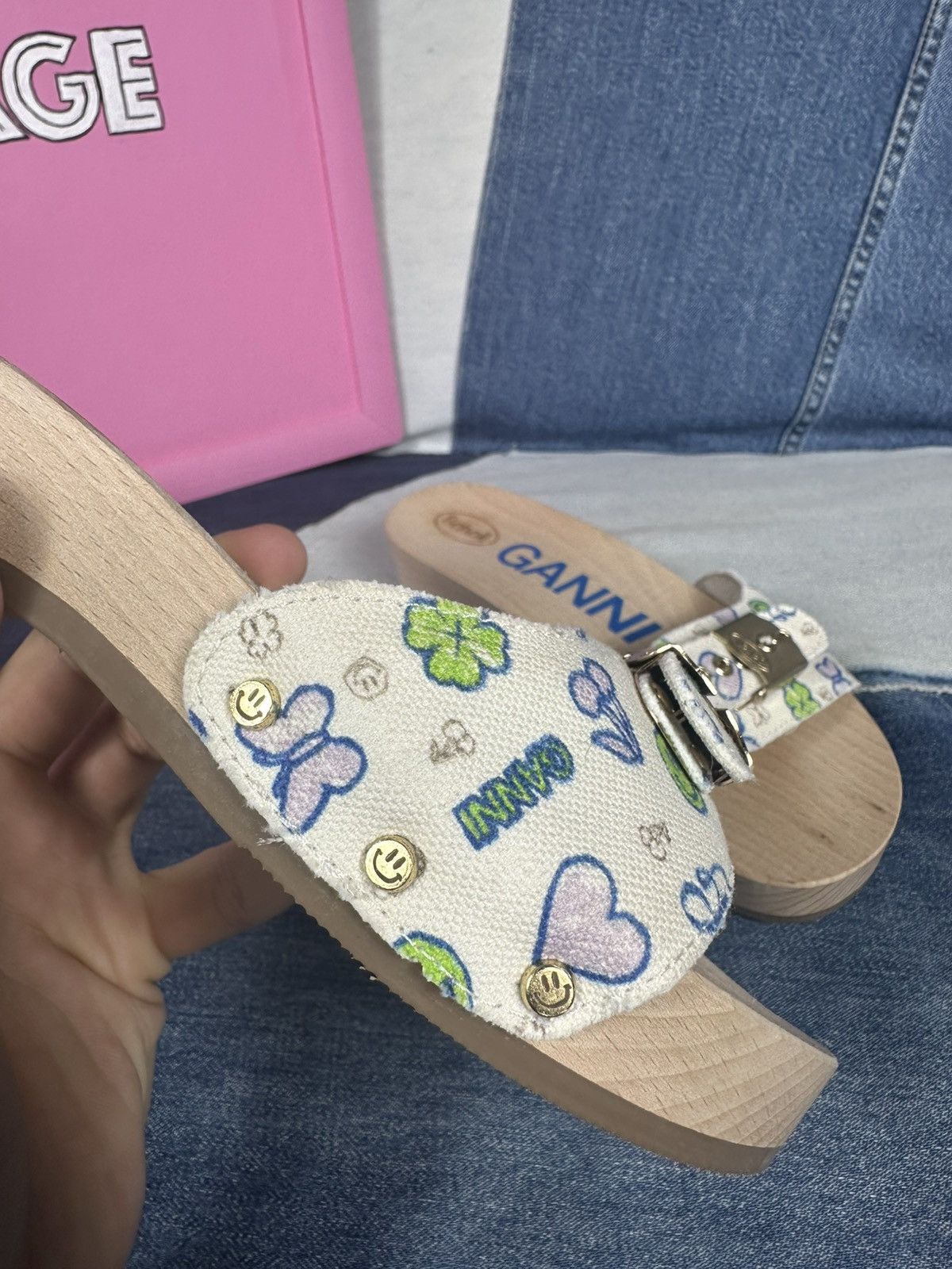 Ganni Ganni x DR. Scholl's Clog Slides Wooden Platform Sandals Size US 5 / IT 35 - 10 Thumbnail