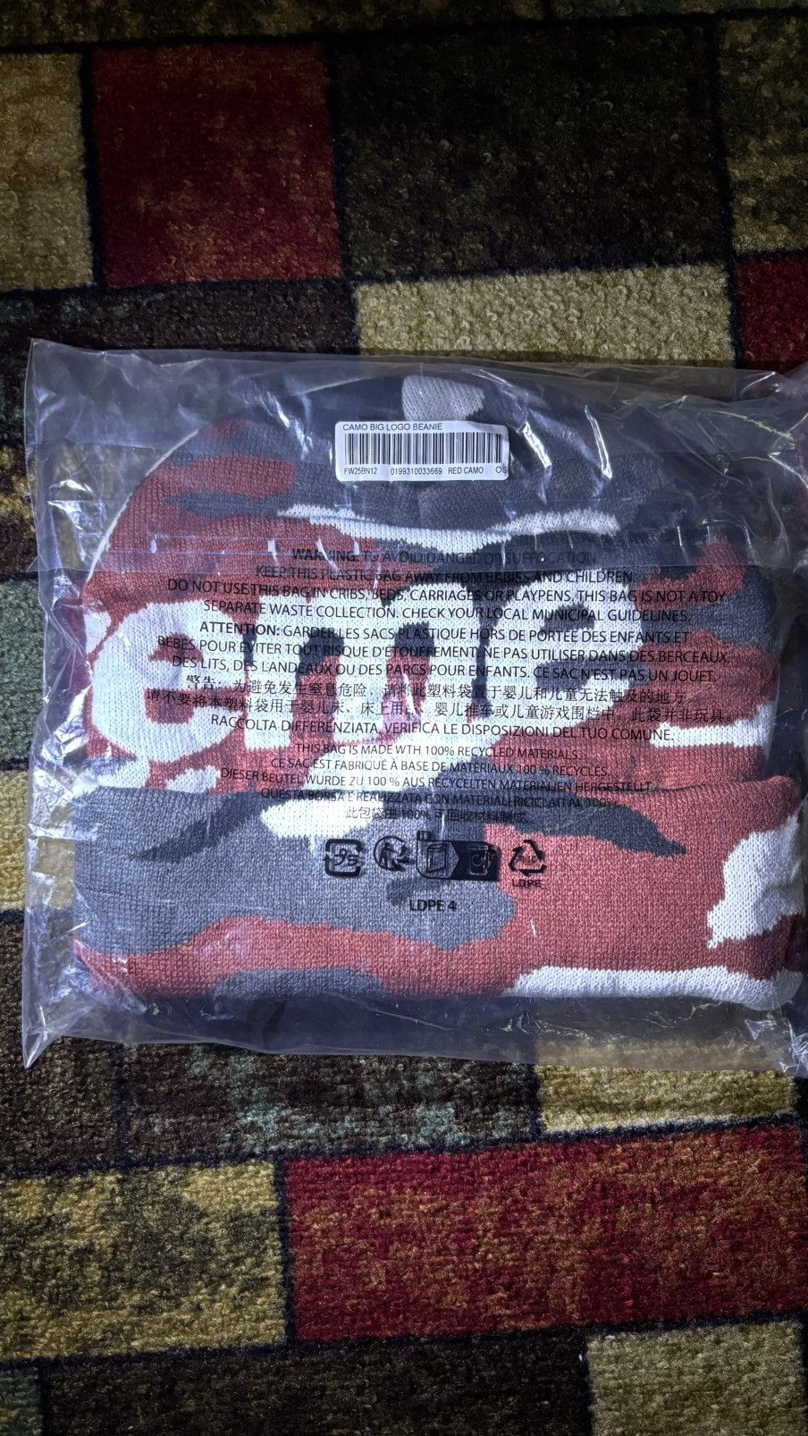 Supreme “Camo Big Logo” Beanie, Red Camo (F/W 2025, Week 18) Size ONE SIZE - 4 Thumbnail