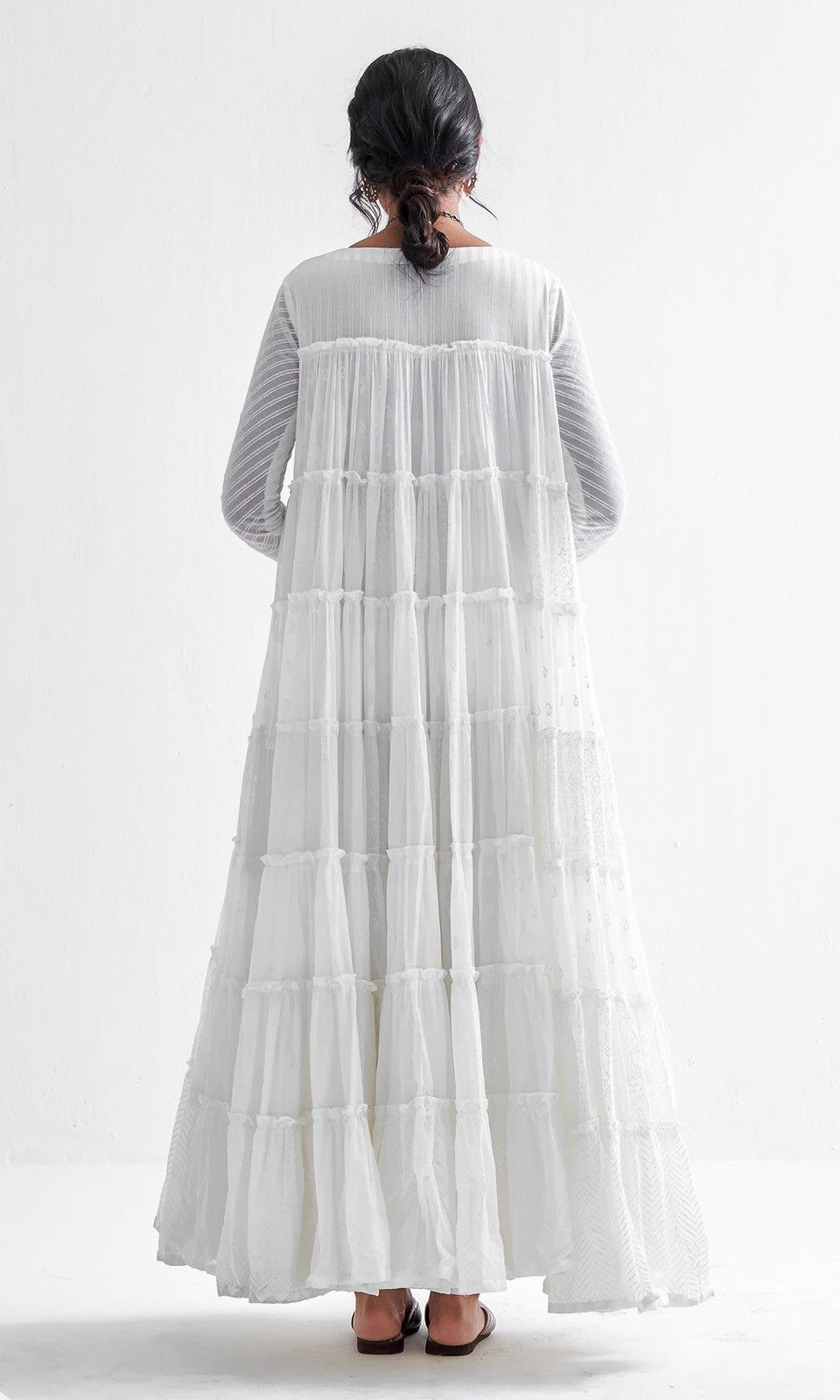 Other Firdaus Khari white Block Printed Tiered Anarkali Size XL / US 12-14 / IT 48-50 - 4 Thumbnail