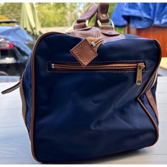 Vintage VTG Large Blue Duffle w/ Leather Blank Nameplate Size ONE SIZE - 6 Thumbnail